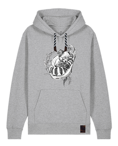 bio-unisex-medium fit-hoodie-waschbärchen-stsu177-mausgrau-sw kordel-front