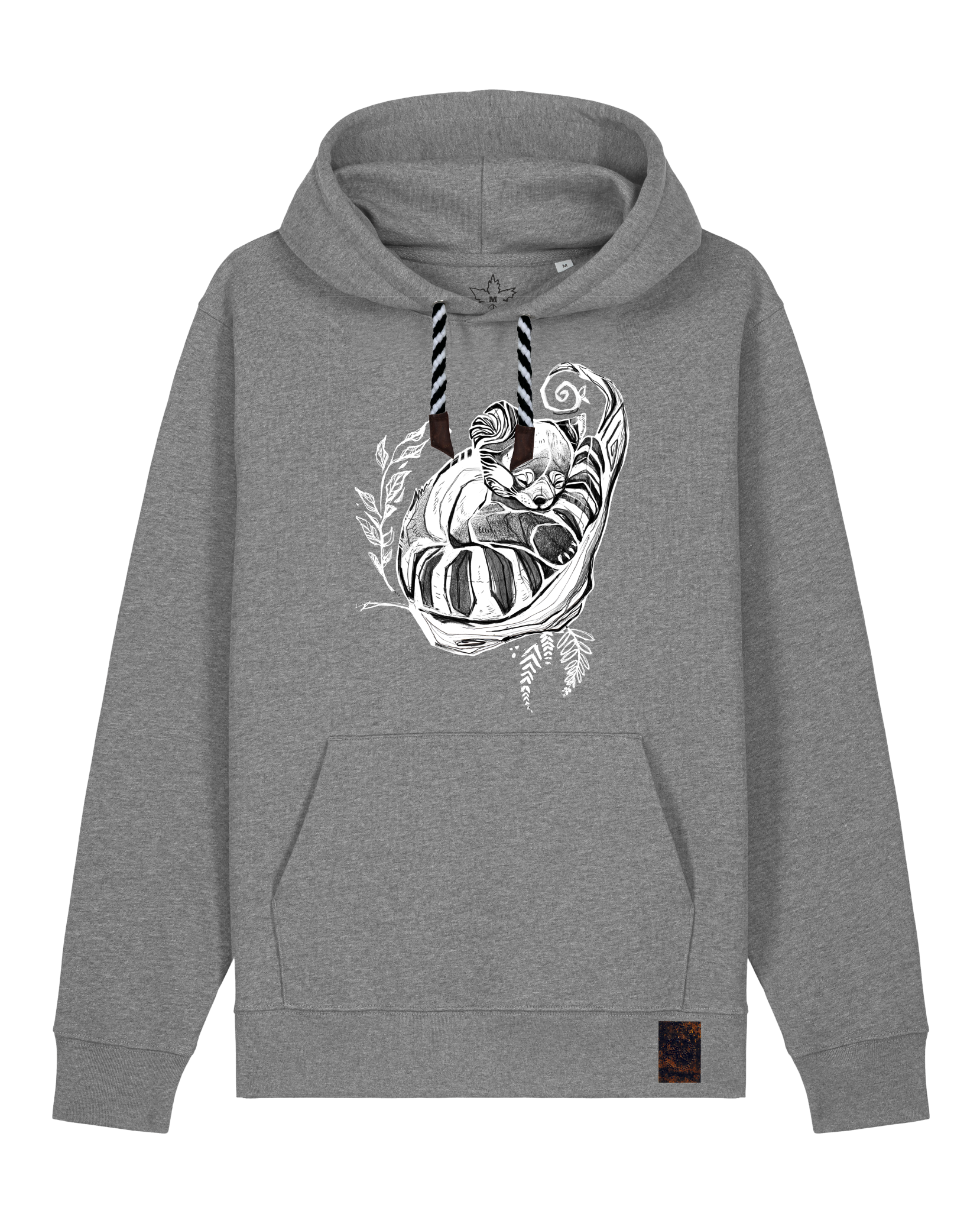 bio-unisex-medium fit-hoodie-waschbärchen-stsu177-opossum-sw kordel-front