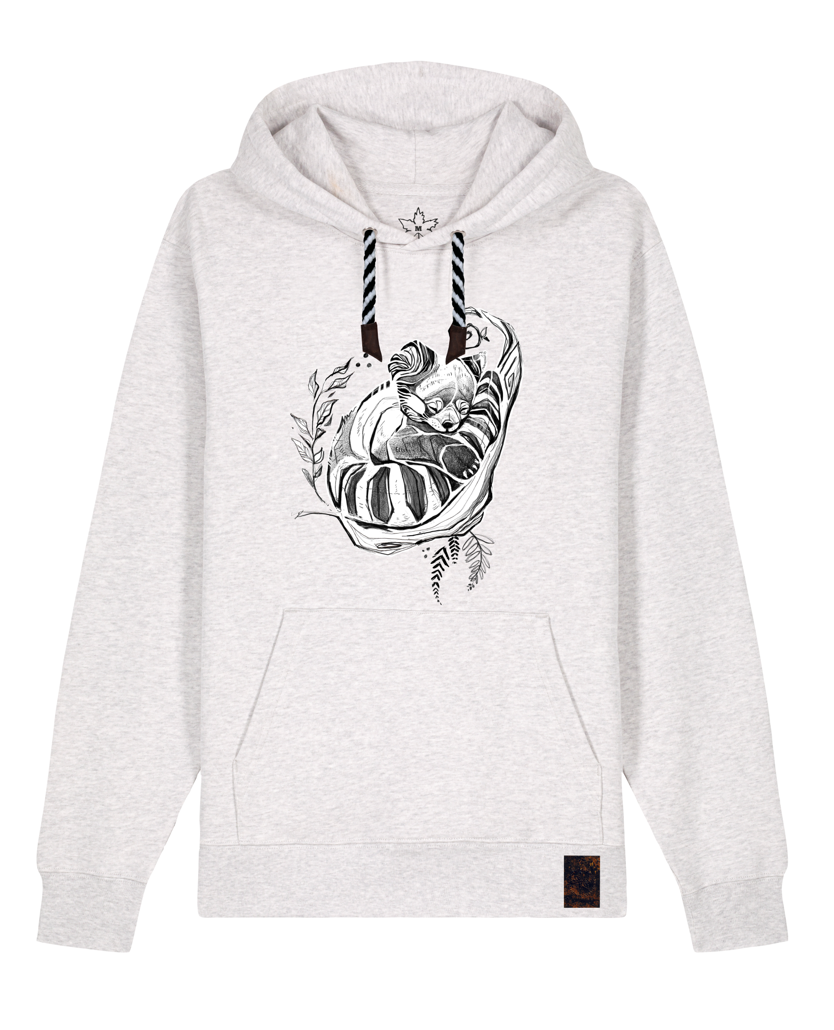 bio-unisex-medium fit-hoodie-waschbärchen-stsu177-rennmaus-sw kordel-front