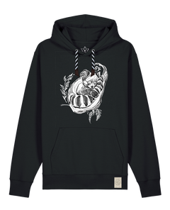 bio-unisex-medium fit-hoodie-waschbärchen-stsu177-schwarz-sw kordel-front
