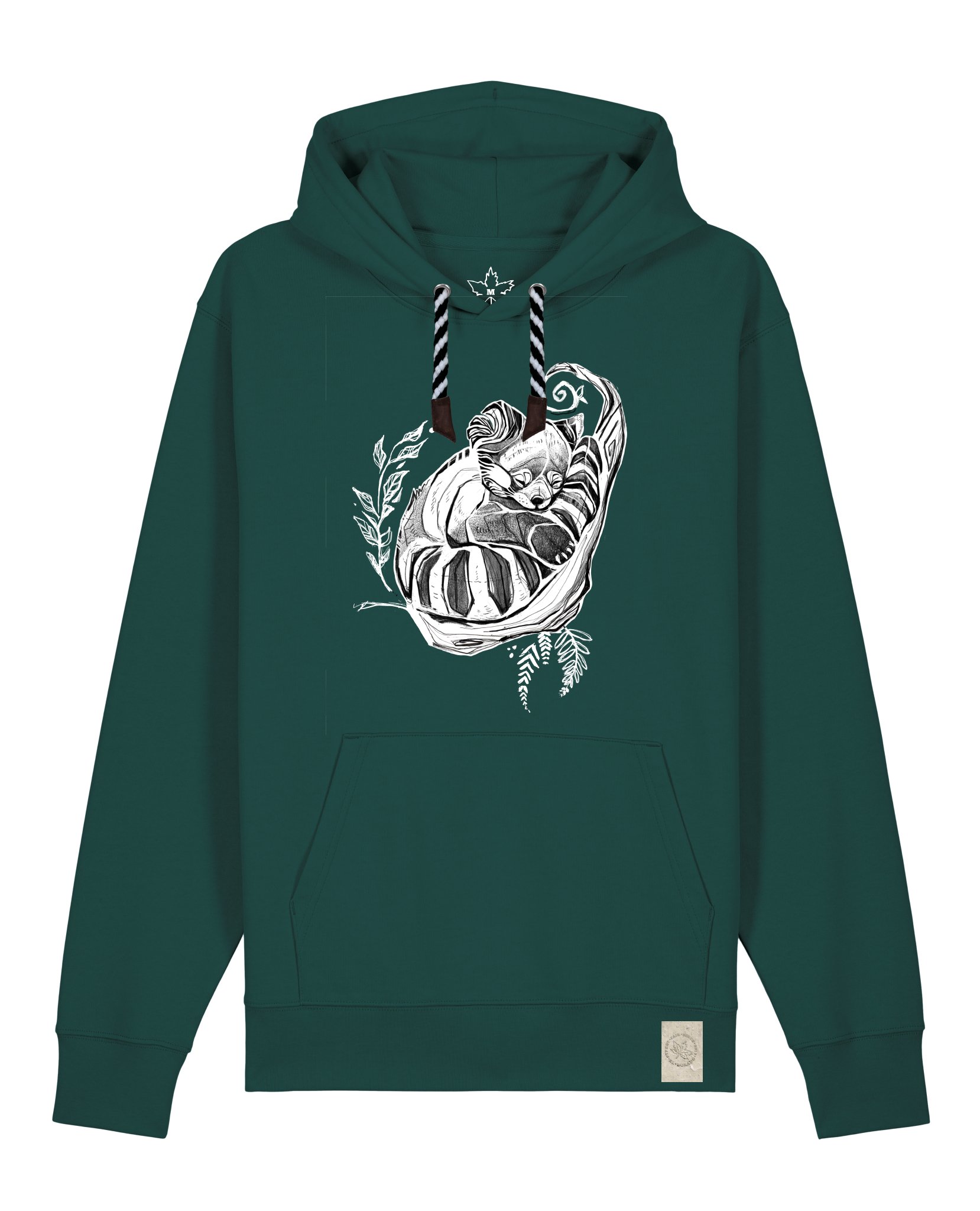 bio-unisex-medium fit-hoodie-waschbärchen-stsu177-spirulina-sw kordel-front