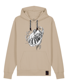 bio-unisex-medium fit-hoodie-waschbärchen-stsu177-treibsand-sw kordel-front