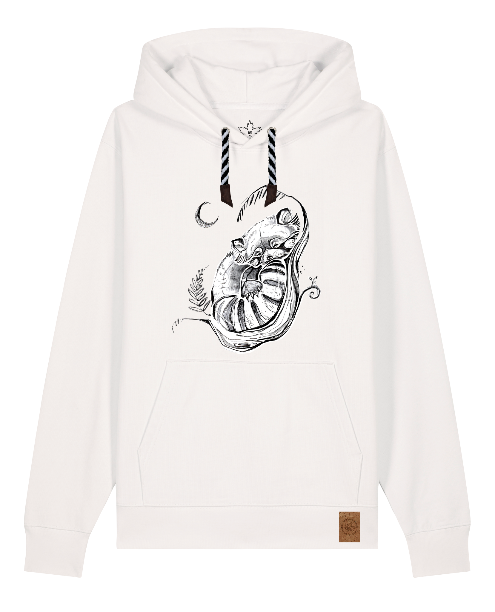 bio-unisex-medium fit-hoodie-waschbärchen 2-stsu177-bio ei-sw kordel-front