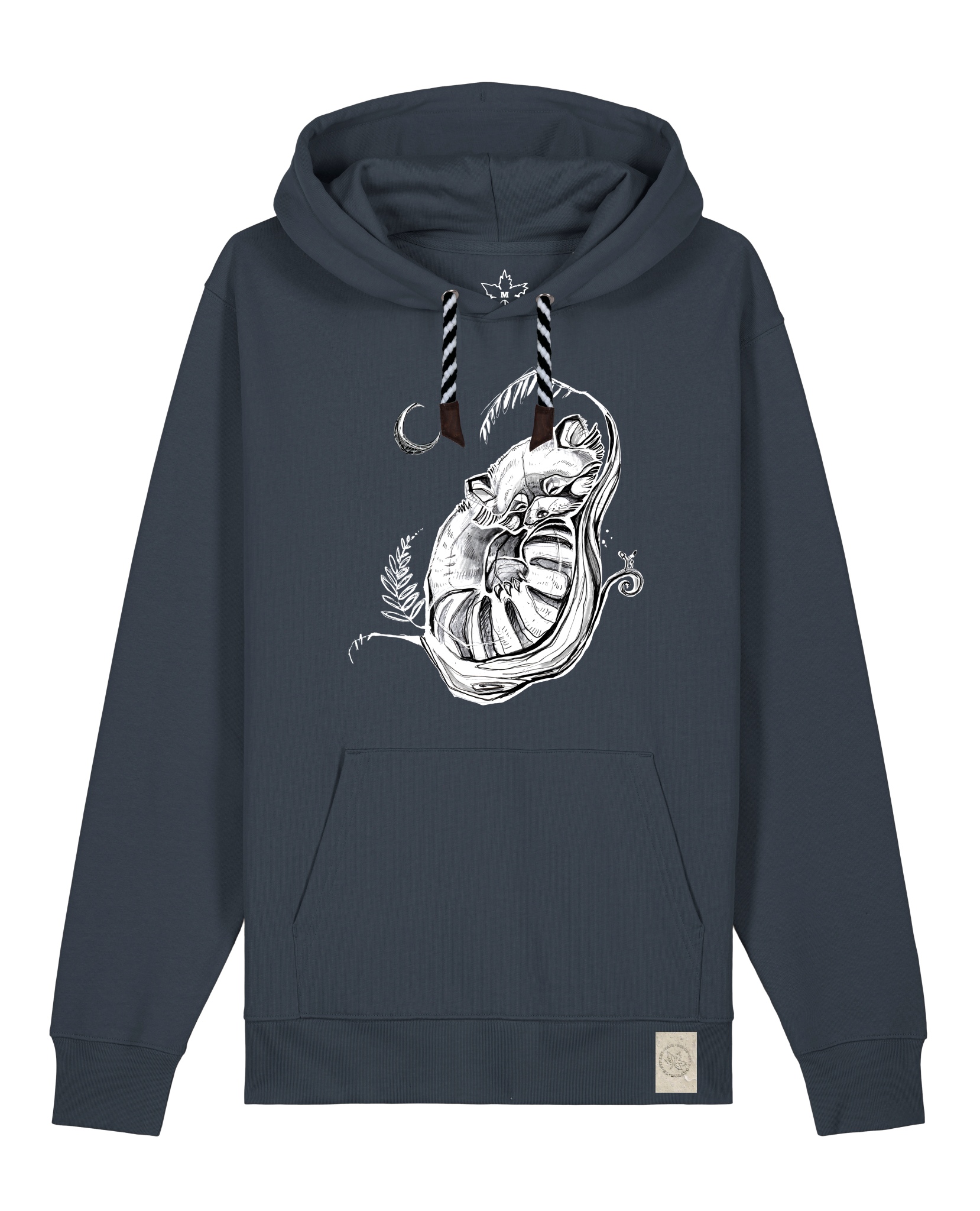 bio-unisex-medium fit-hoodie-waschbärchen 2-stsu177-blaubeernacht-sw kordel-front