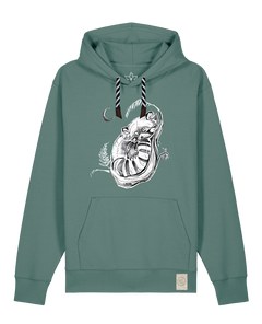 bio-unisex-medium fit-hoodie-waschbärchen 2-stsu177-blautanne-sw kordel-front