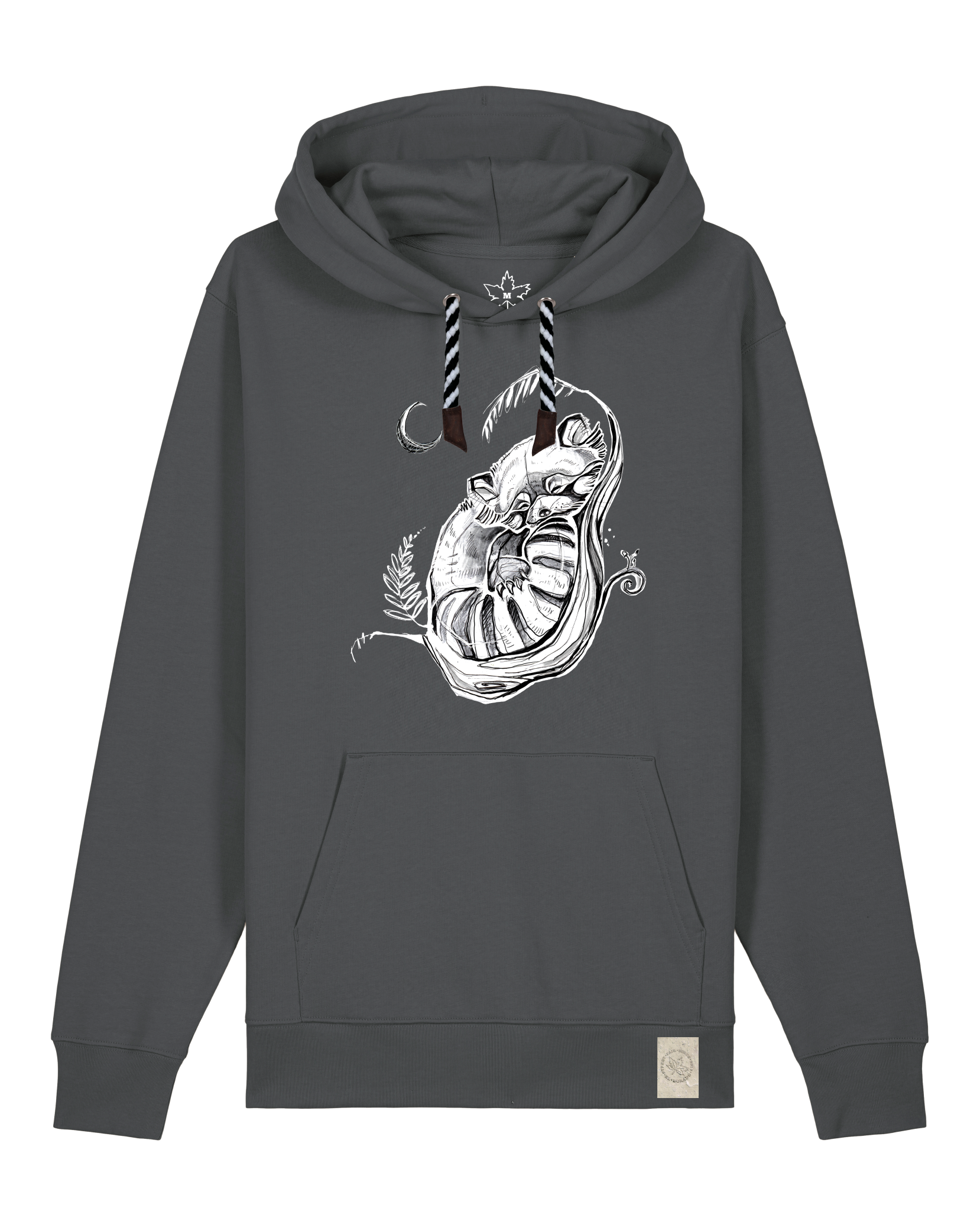 bio-unisex-medium fit-hoodie-waschbärchen 2-stsu177-eisen-sw kordel-front