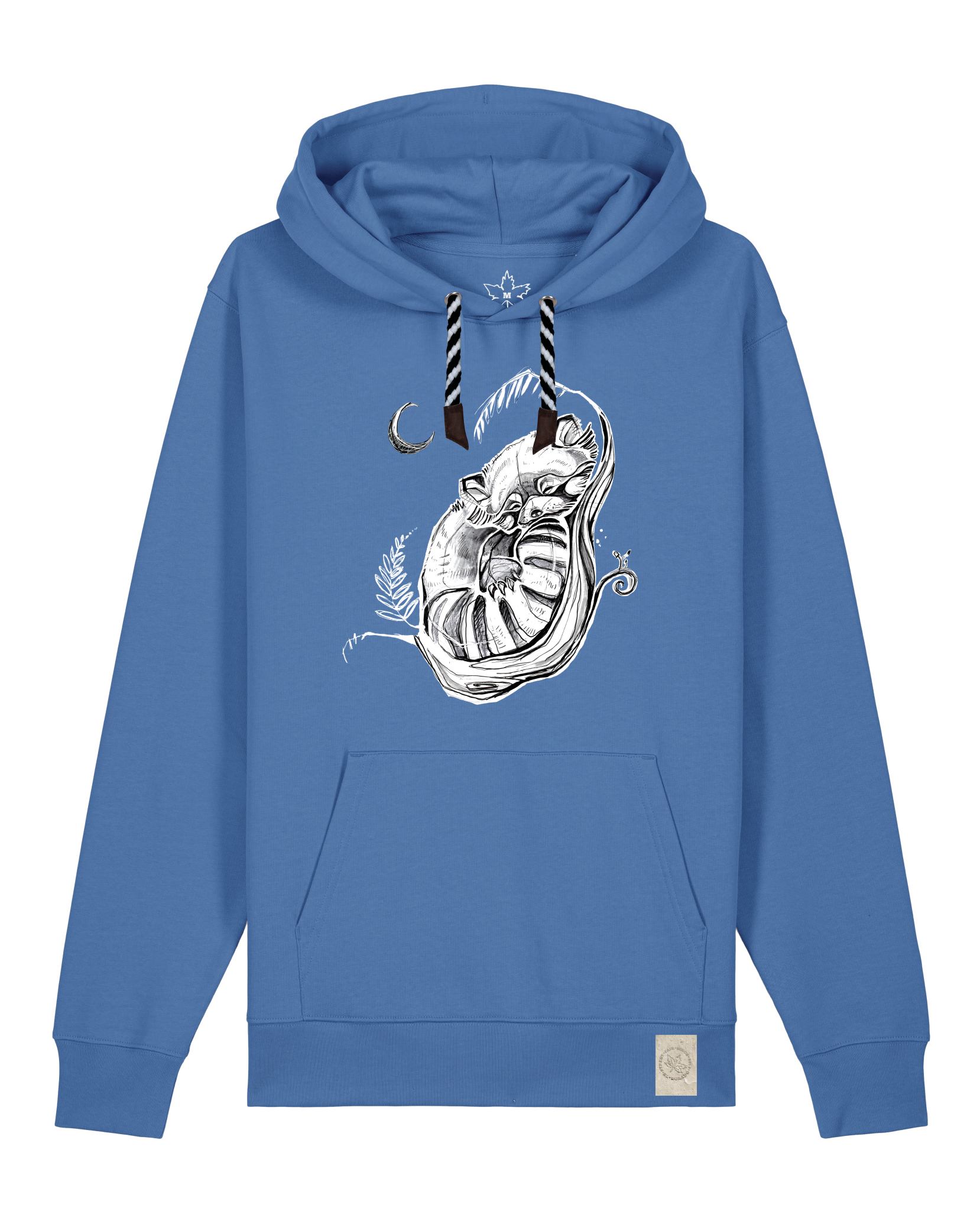 bio-unisex-medium fit-hoodie-waschbärchen 2-stsu177-hortensie-sw kordel-front