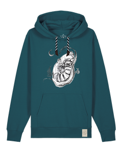 bio-unisex-medium fit-hoodie-waschbärchen 2-stsu177-nordmanntanne-sw kordel-front