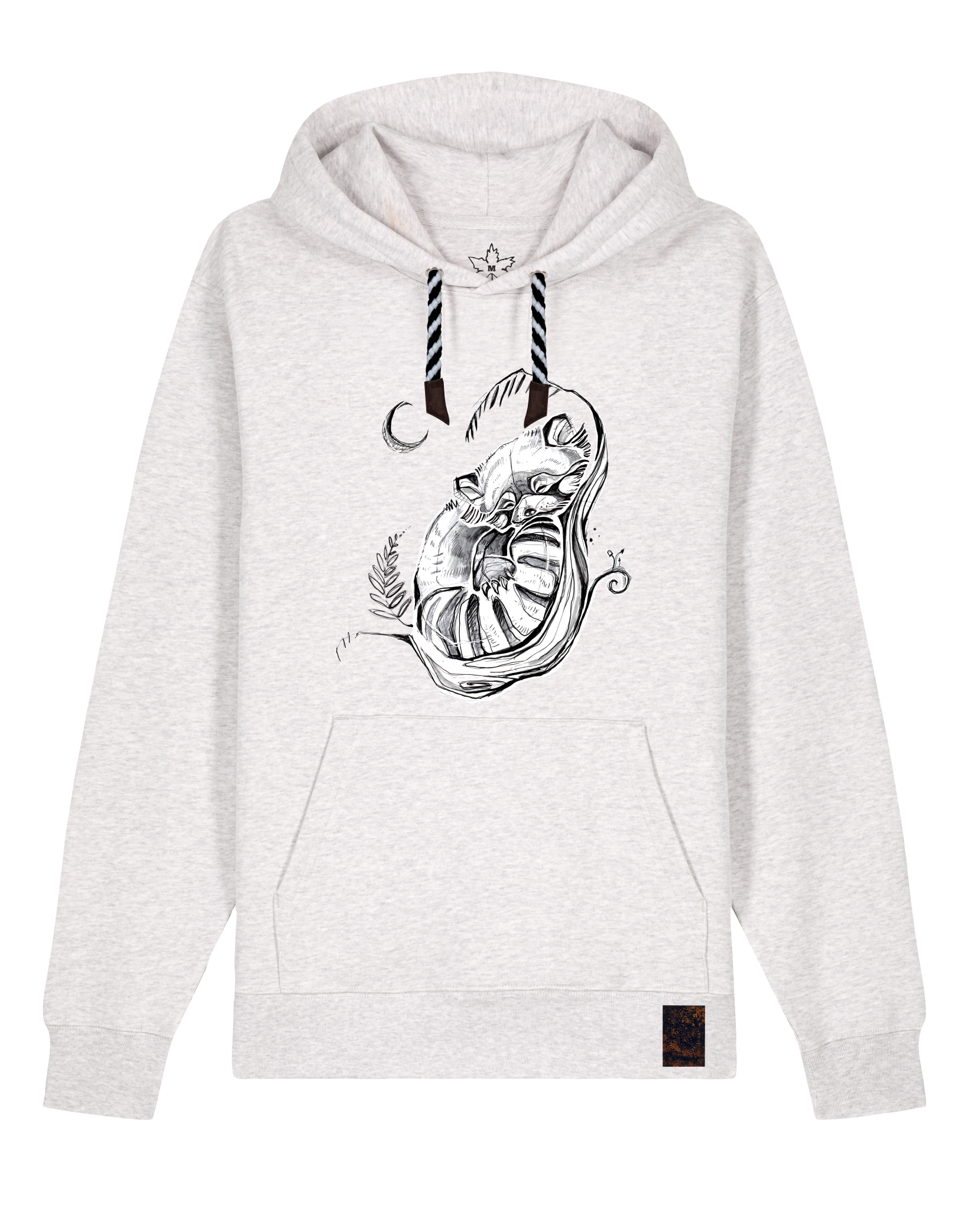 bio-unisex-medium fit-hoodie-waschbärchen 2-stsu177-rennmaus-sw kordel-front