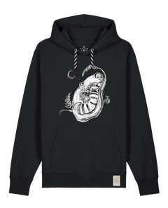 bio-unisex-medium fit-hoodie-waschbärchen 2-stsu177-schwarz-sw kordel-front