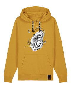 bio-unisex-medium fit-hoodie-waschbärchen 2-stsu177-senf-sw kordel-front