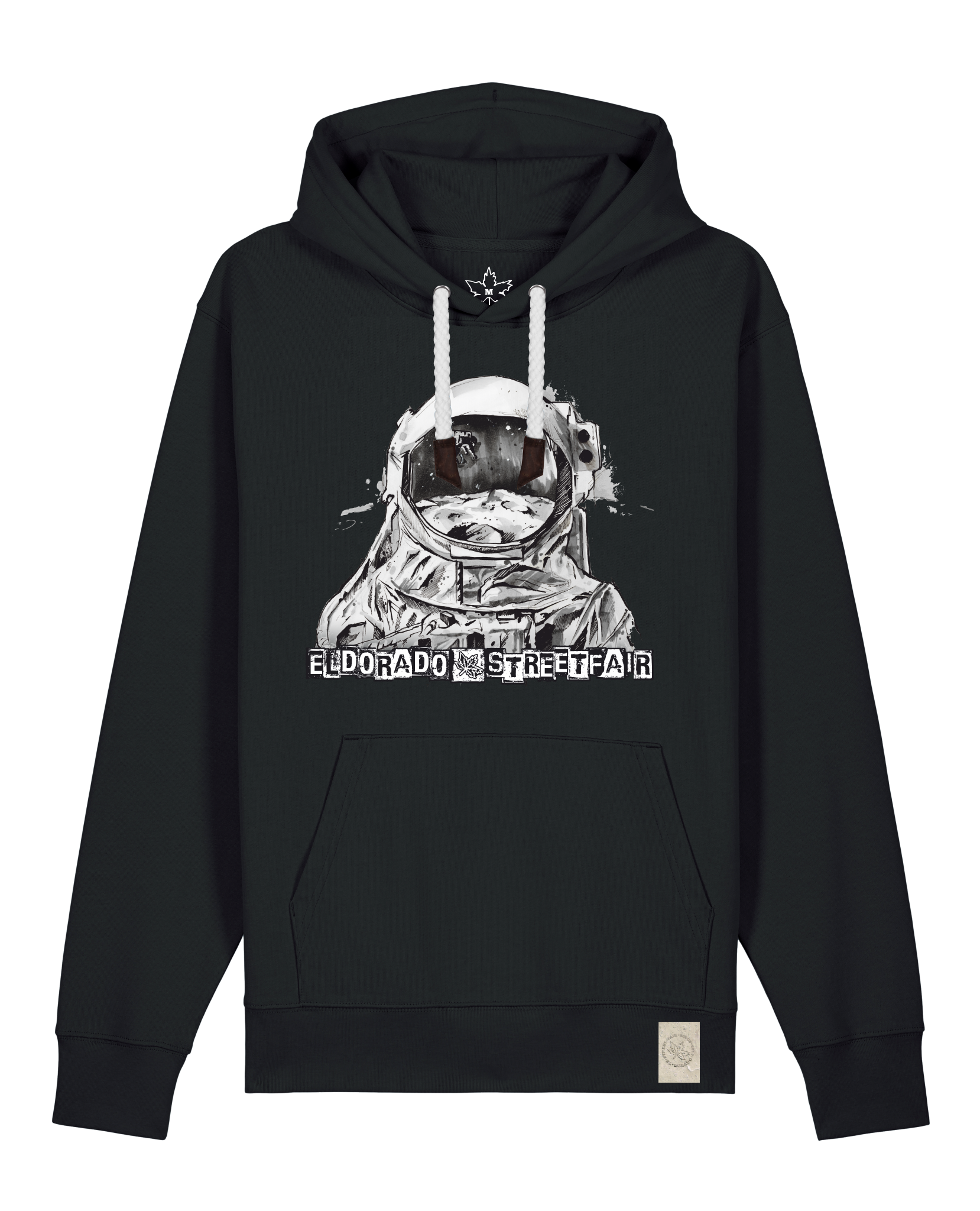 bio-unisex-medium fit-hoodie-weightless-stsu177-schwarz-weiße kordel-front