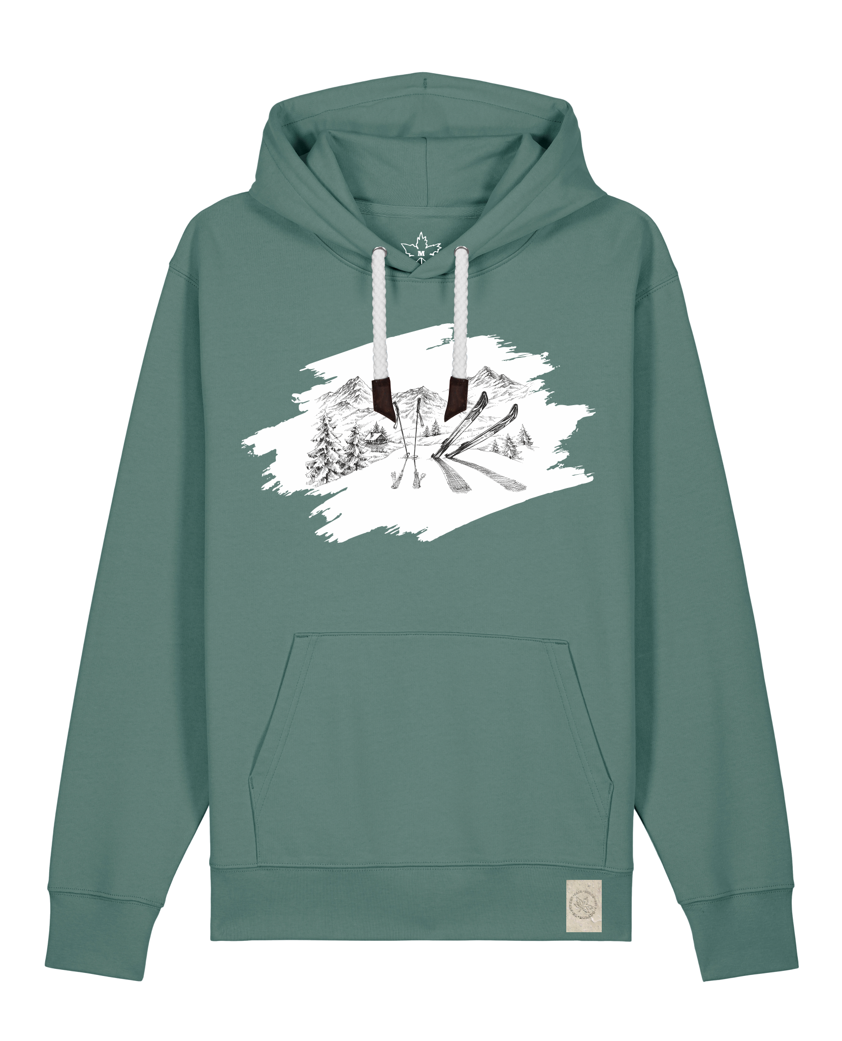 bio-unisex-medium fit-hoodie-winterland-stsu177-blautanne-weiße kordel-front