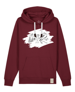 bio-unisex-medium fit-hoodie-winterland-stsu177-burgunder rot-weiße kordel-front