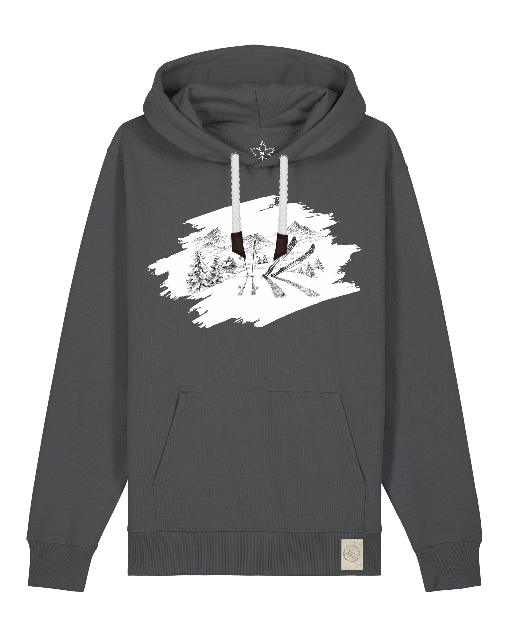 bio-unisex-medium fit-hoodie-winterland-stsu177-eisen-weiße kordel-front