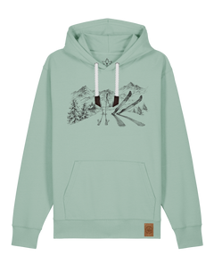 bio-unisex-medium fit-hoodie-winterland-stsu177-eukalyptus-weiße kordel-front