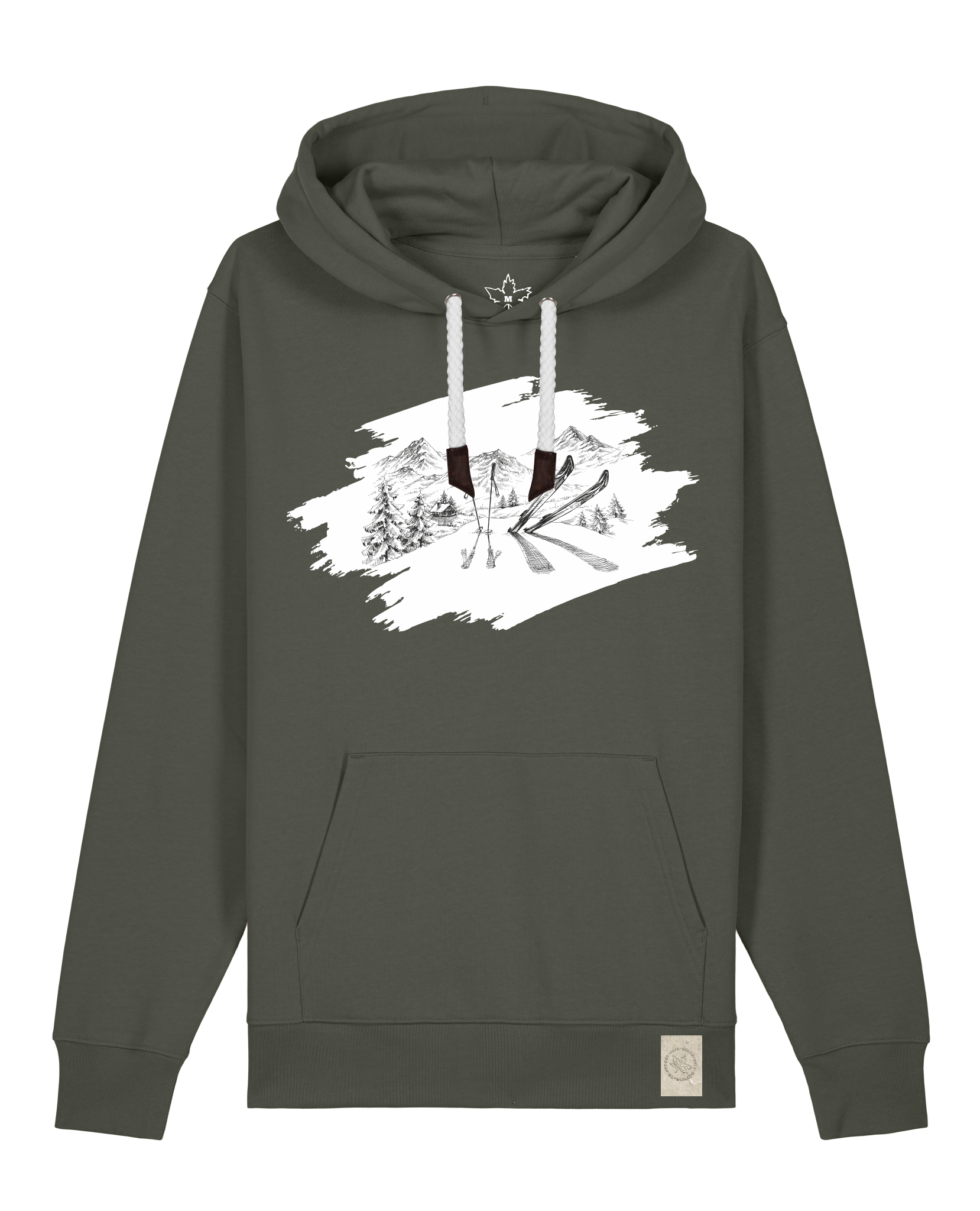 bio-unisex-medium fit-hoodie-winterland-stsu177-grunkohl-weiße kordel-front