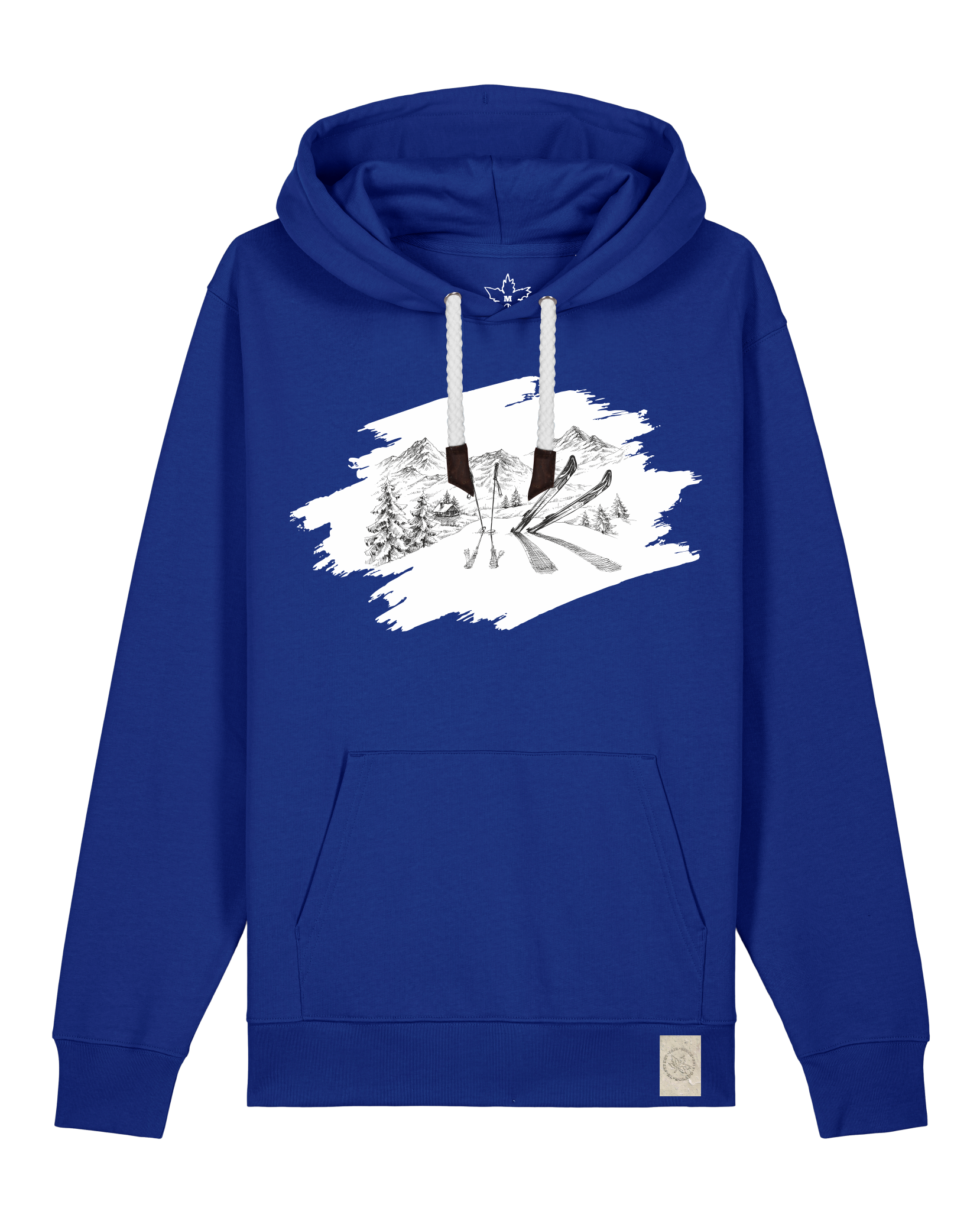 bio-unisex-medium fit-hoodie-winterland-stsu177-kornblume-weiße kordel-front