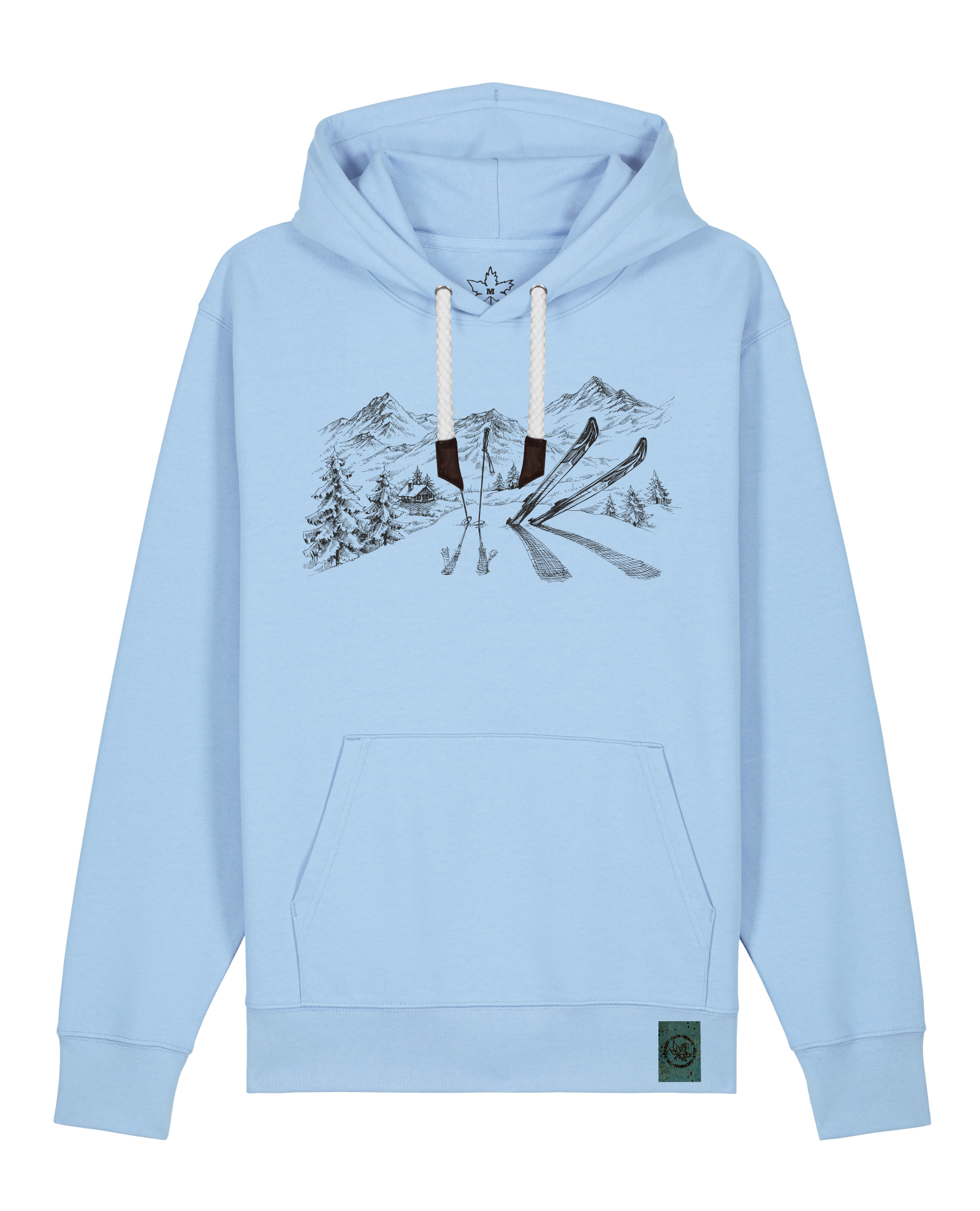 bio-unisex-medium fit-hoodie-winterland-stsu177-lagune-weiße kordel-front