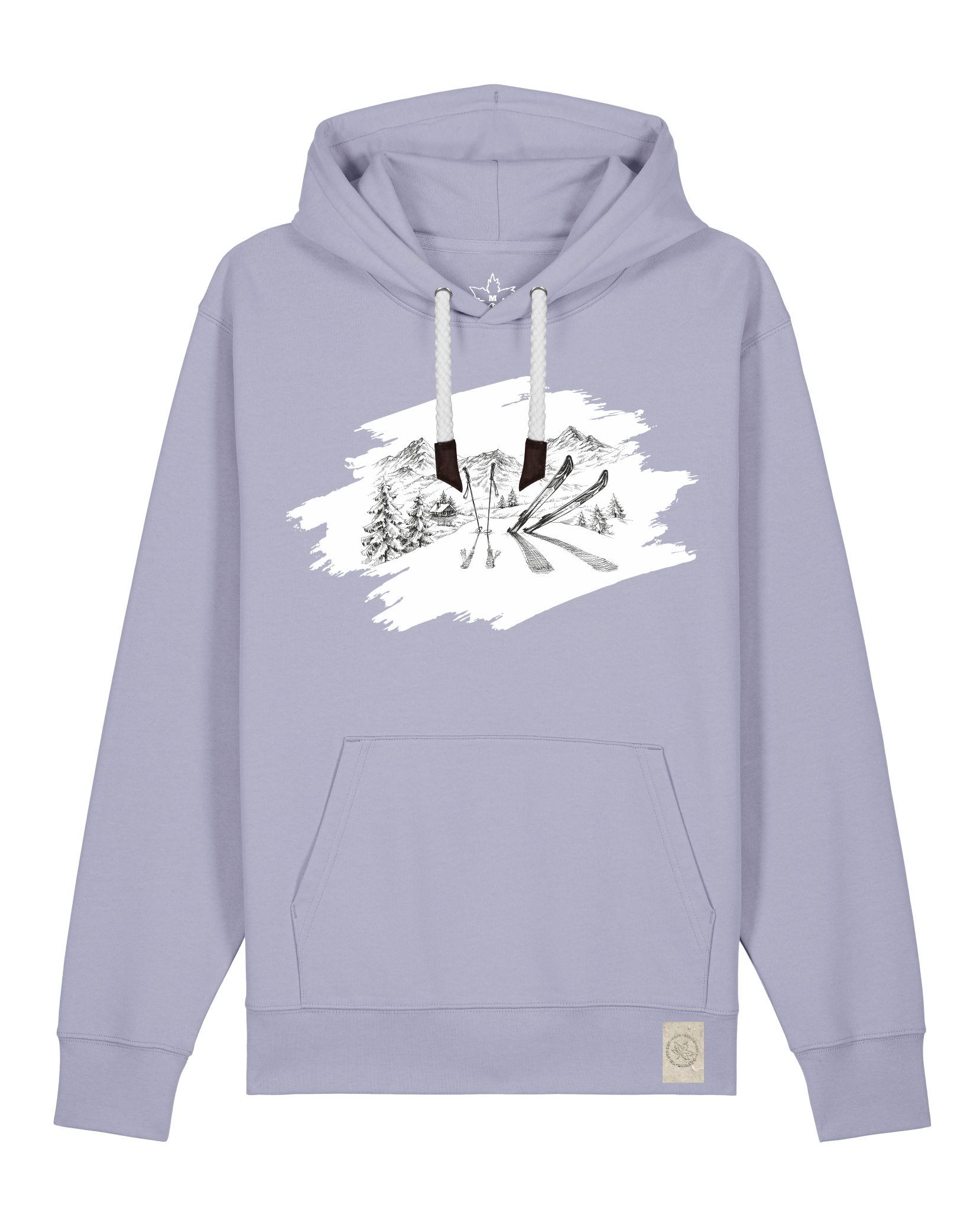 bio-unisex-medium fit-hoodie-winterland-stsu177-lavender-weiße kordel-front