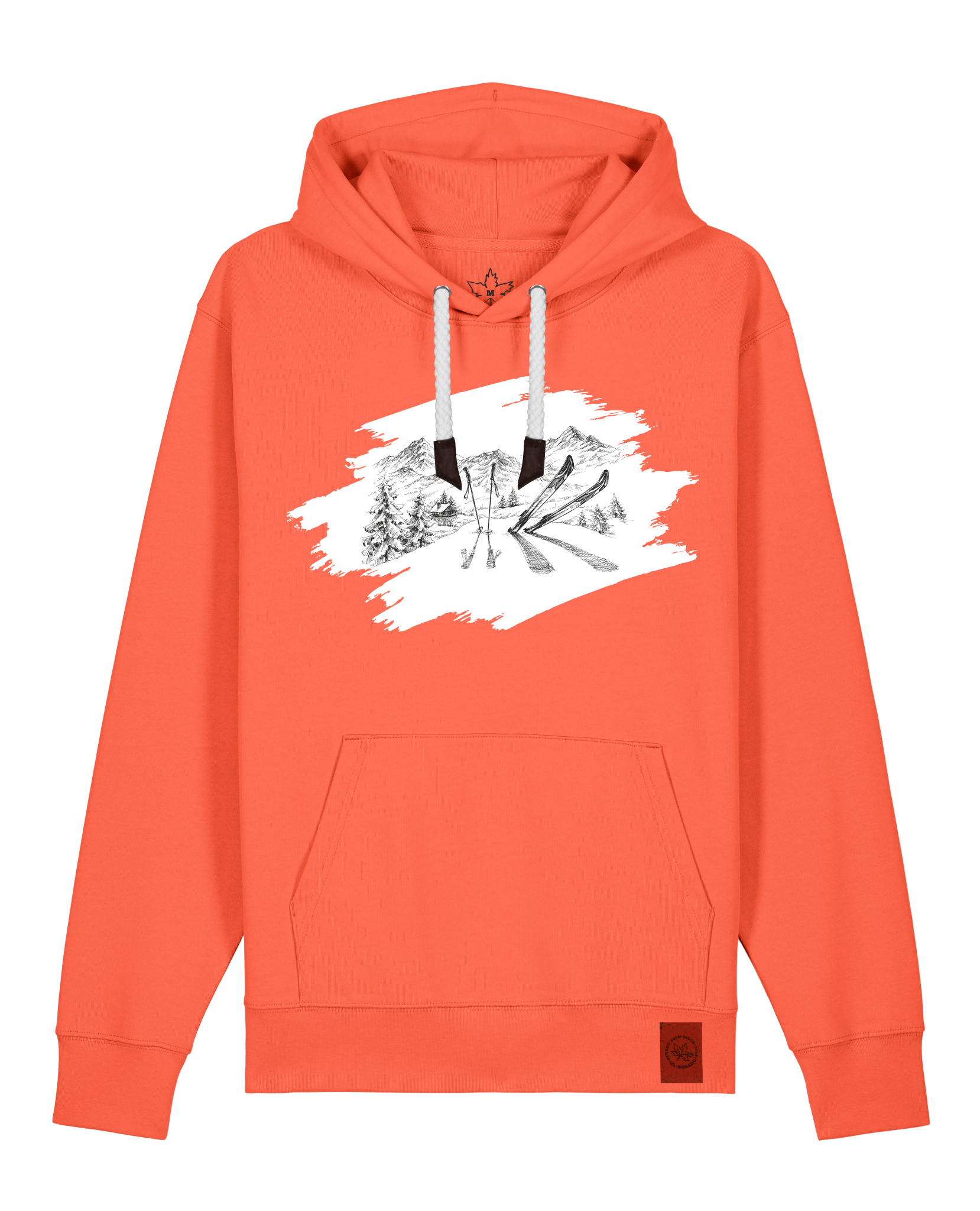 bio-unisex-medium fit-hoodie-winterland-stsu177-mandarine-weiße kordel-front