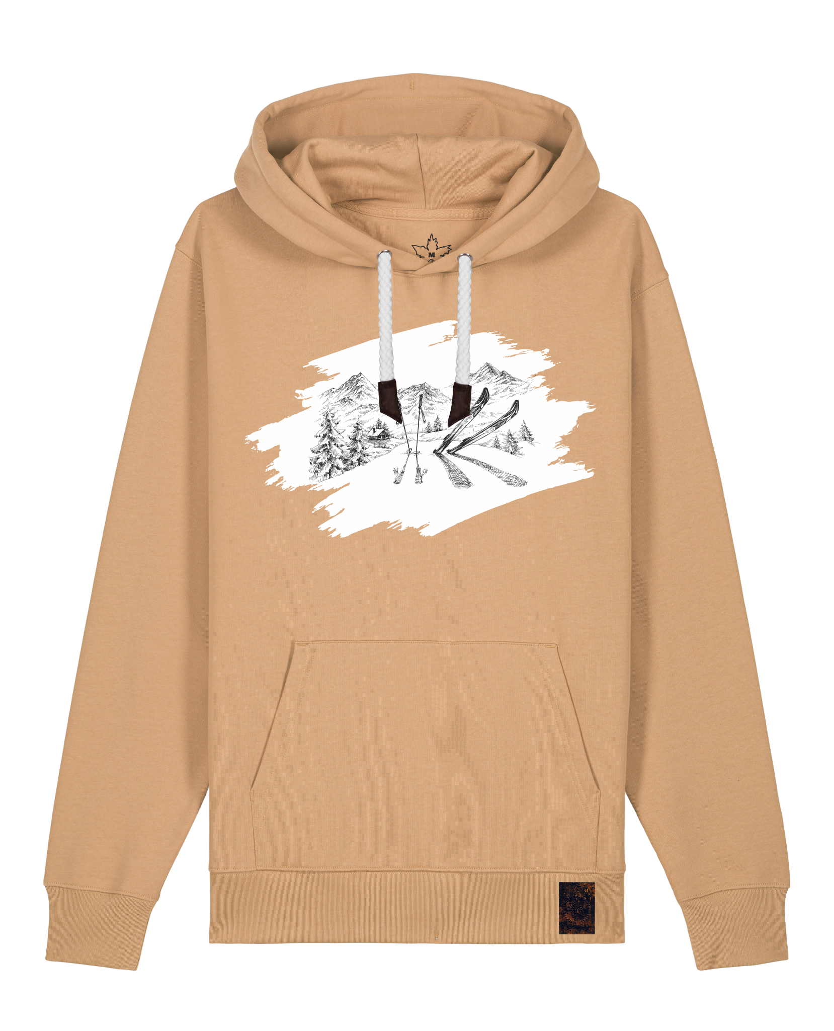 bio-unisex-medium fit-hoodie-winterland-stsu177-meersand-weiße kordel-front