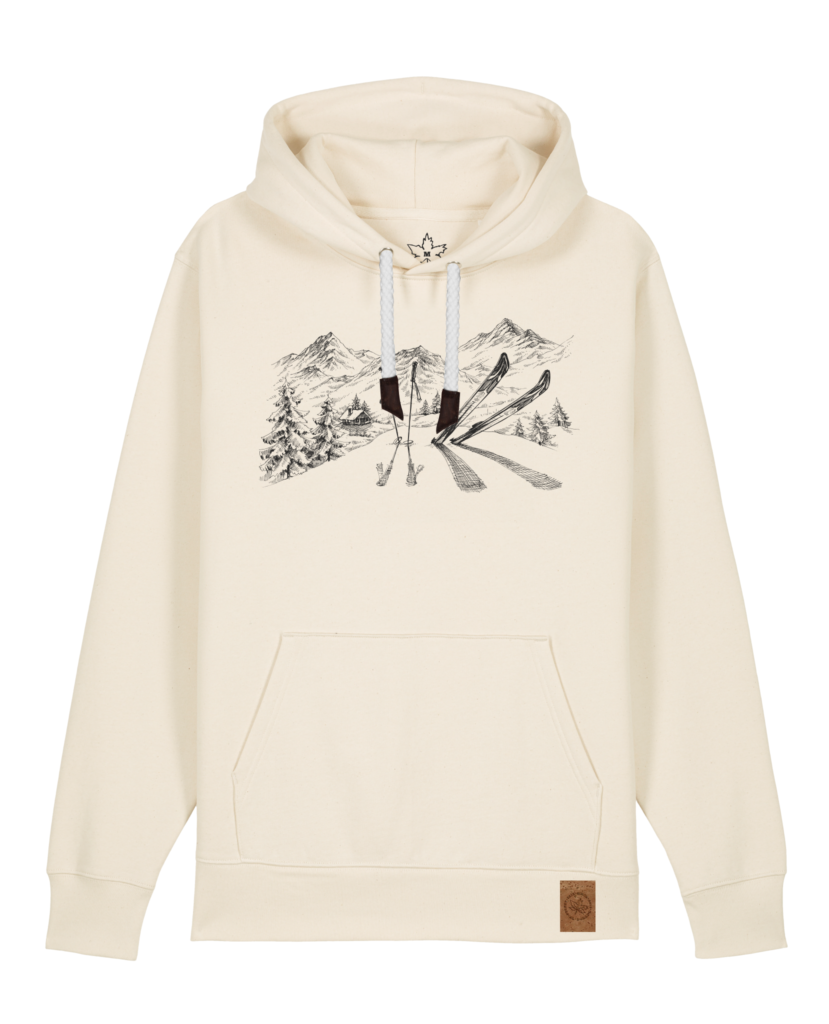 bio-unisex-medium fit-hoodie-winterland-stsu177-natur-weiße kordel-front