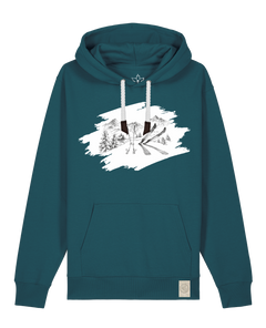 bio-unisex-medium fit-hoodie-winterland-stsu177-nordmanntanne-weiße kordel-front