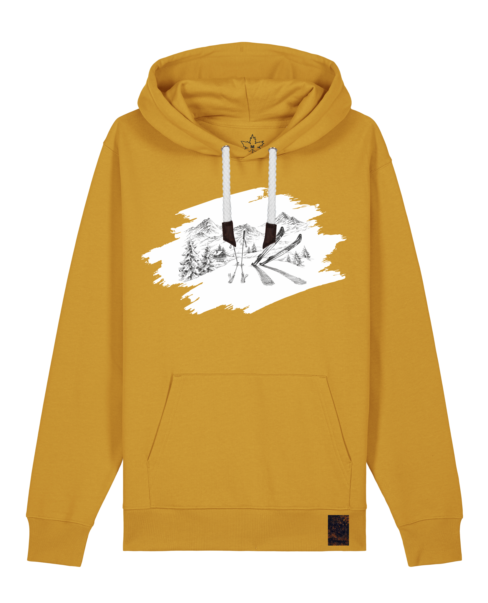 bio-unisex-medium fit-hoodie-winterland-stsu177-senf-weiße kordel-front