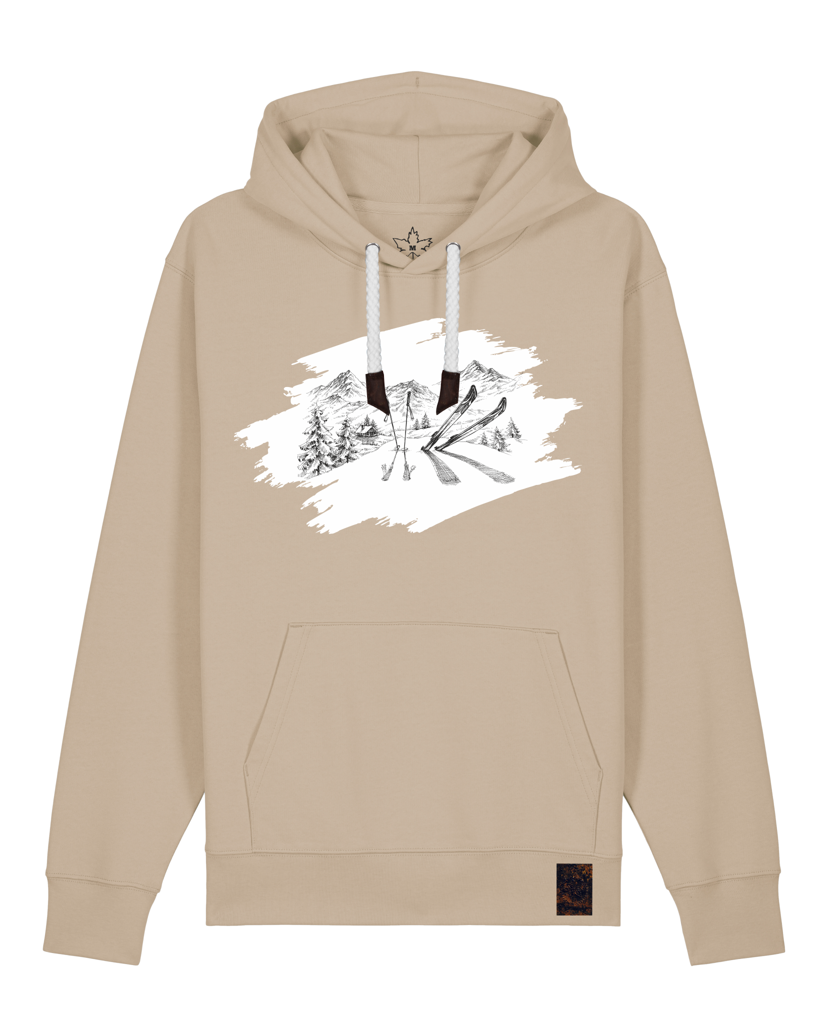 bio-unisex-medium fit-hoodie-winterland-stsu177-treibsand-weiße kordel-front