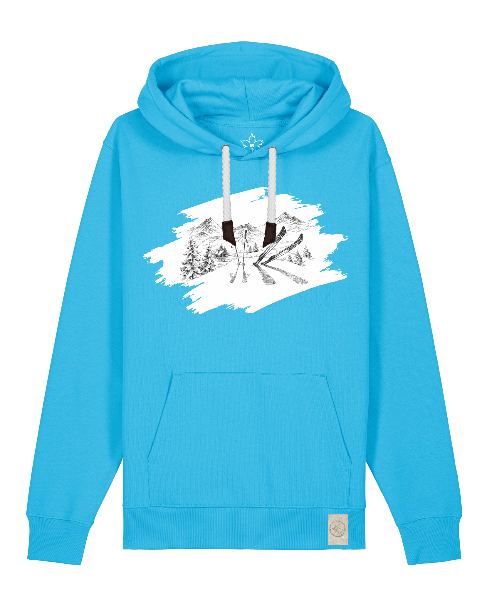 bio-unisex-medium fit-hoodie-winterland-stsu177-wasserblau-weiße kordel-front