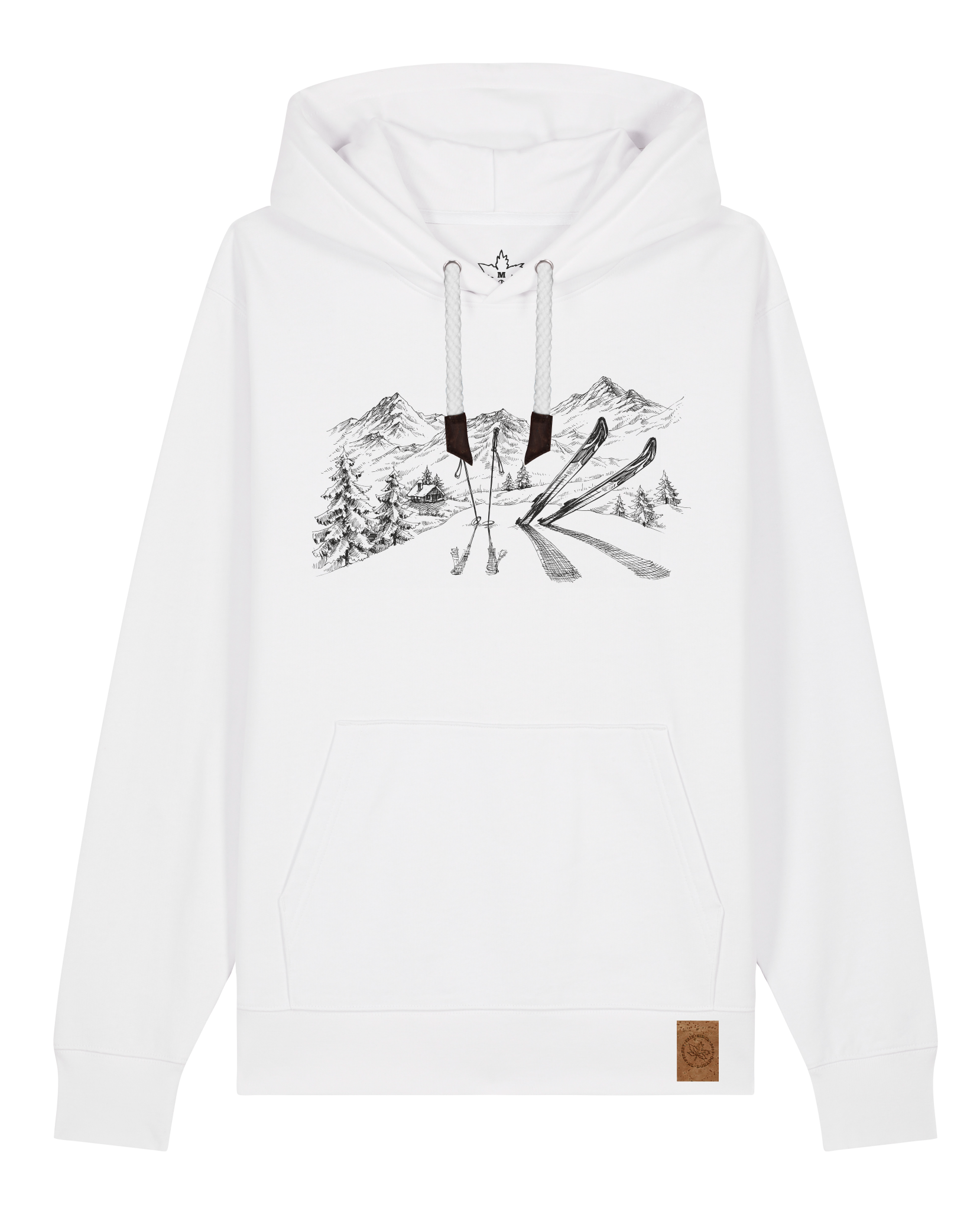 bio-unisex-medium fit-hoodie-winterland-stsu177-weiß-weiße kordel-front