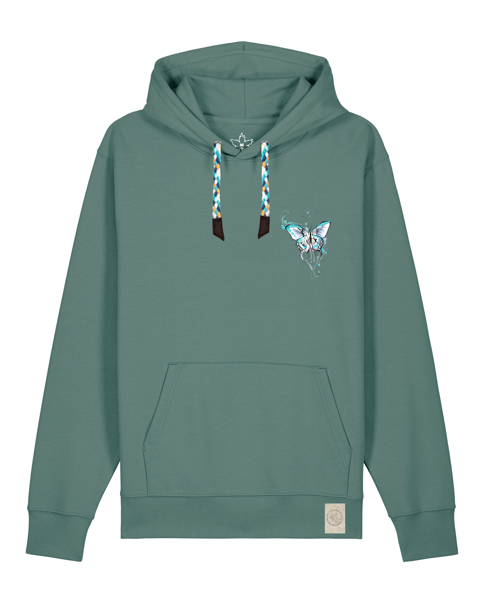 bio-unisex-medium fit-hoodie-witchout words (backprint)-stsu177-blautanne-blaue kordel-front