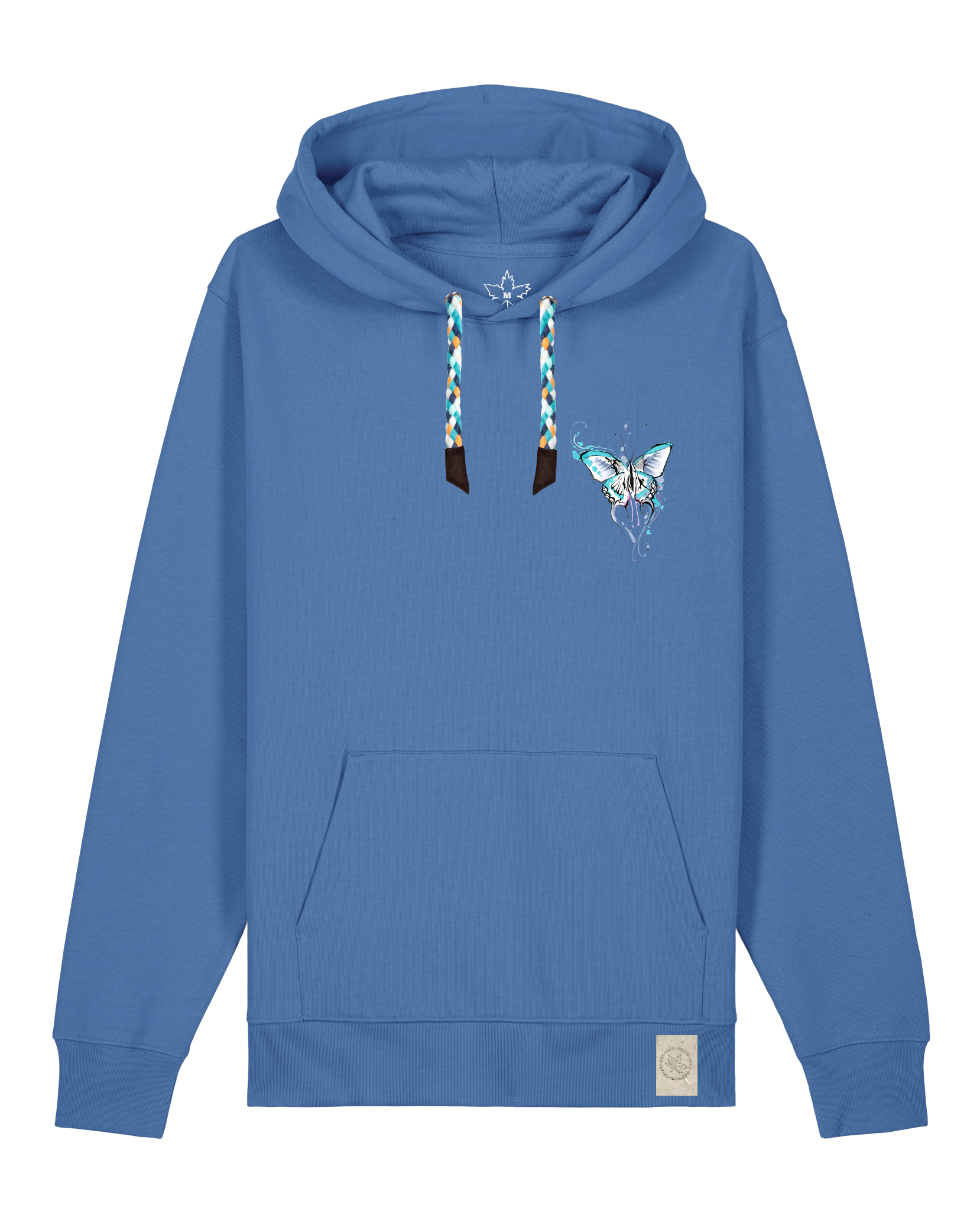 bio-unisex-medium fit-hoodie-witchout words (backprint)-stsu177-hortensie-blaue kordel-front