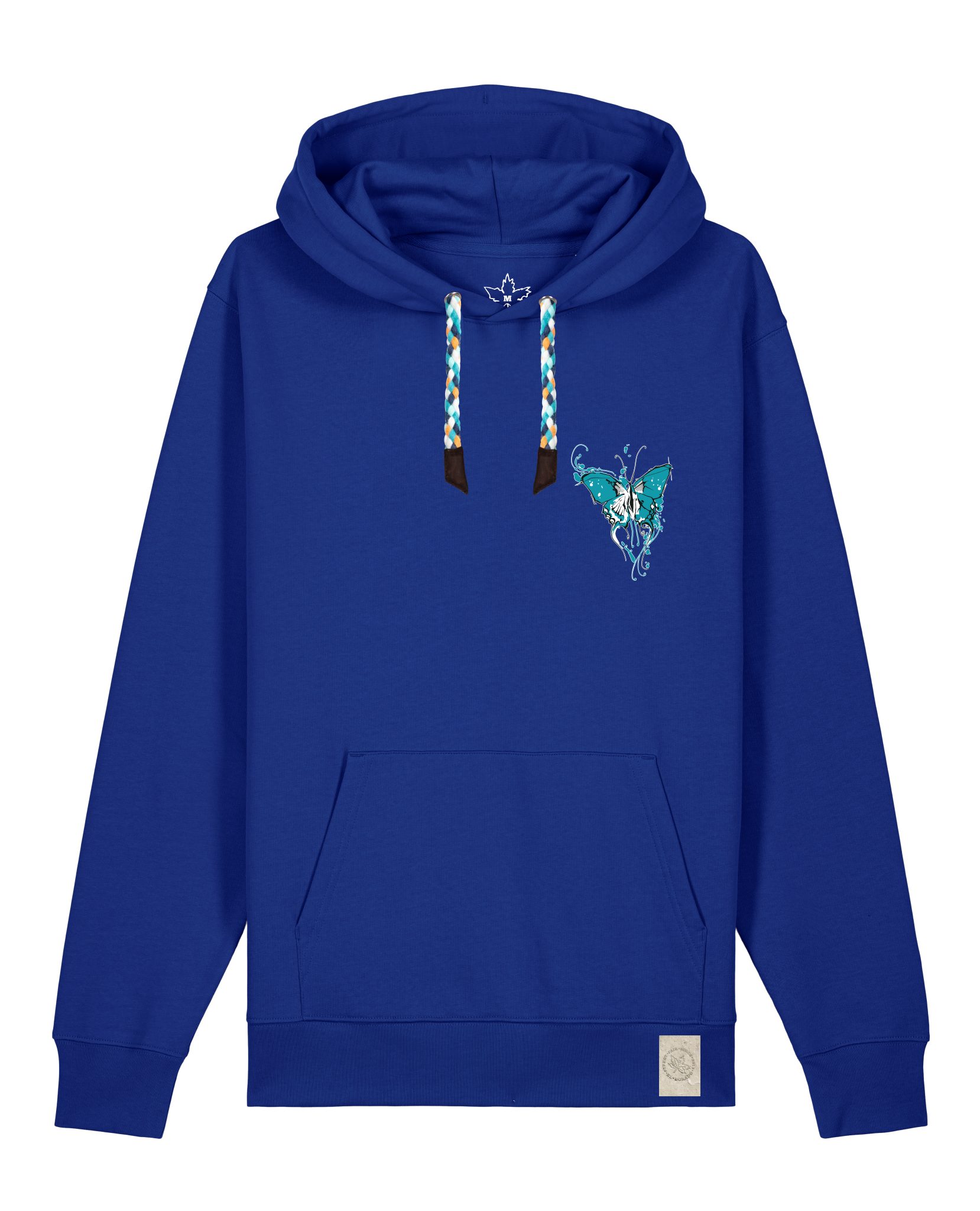 bio-unisex-medium fit-hoodie-witchout words (backprint)-stsu177-kornblume-blaue kordel-front