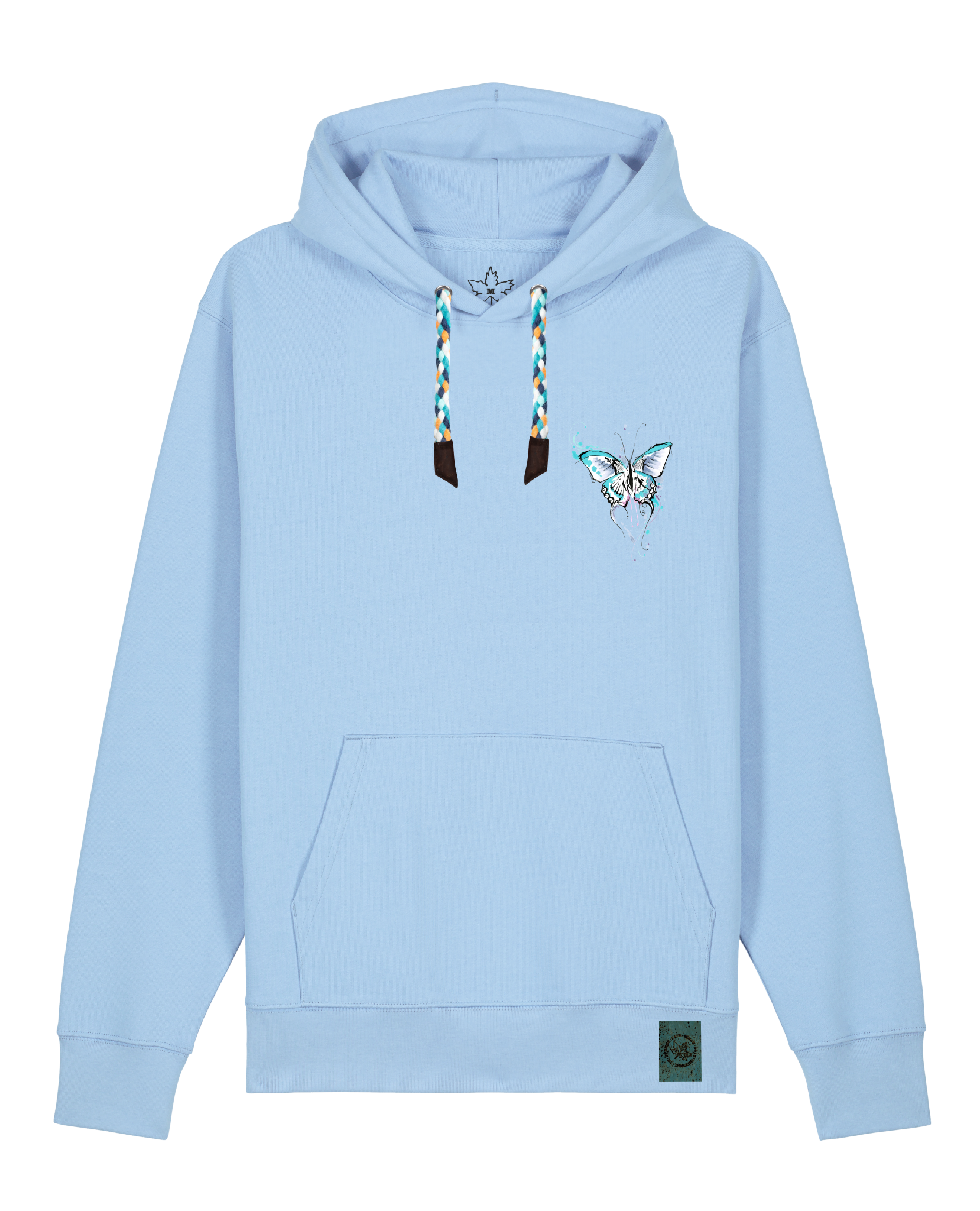 bio-unisex-medium fit-hoodie-witchout words (backprint)-stsu177-lagune-blaue kordel-front