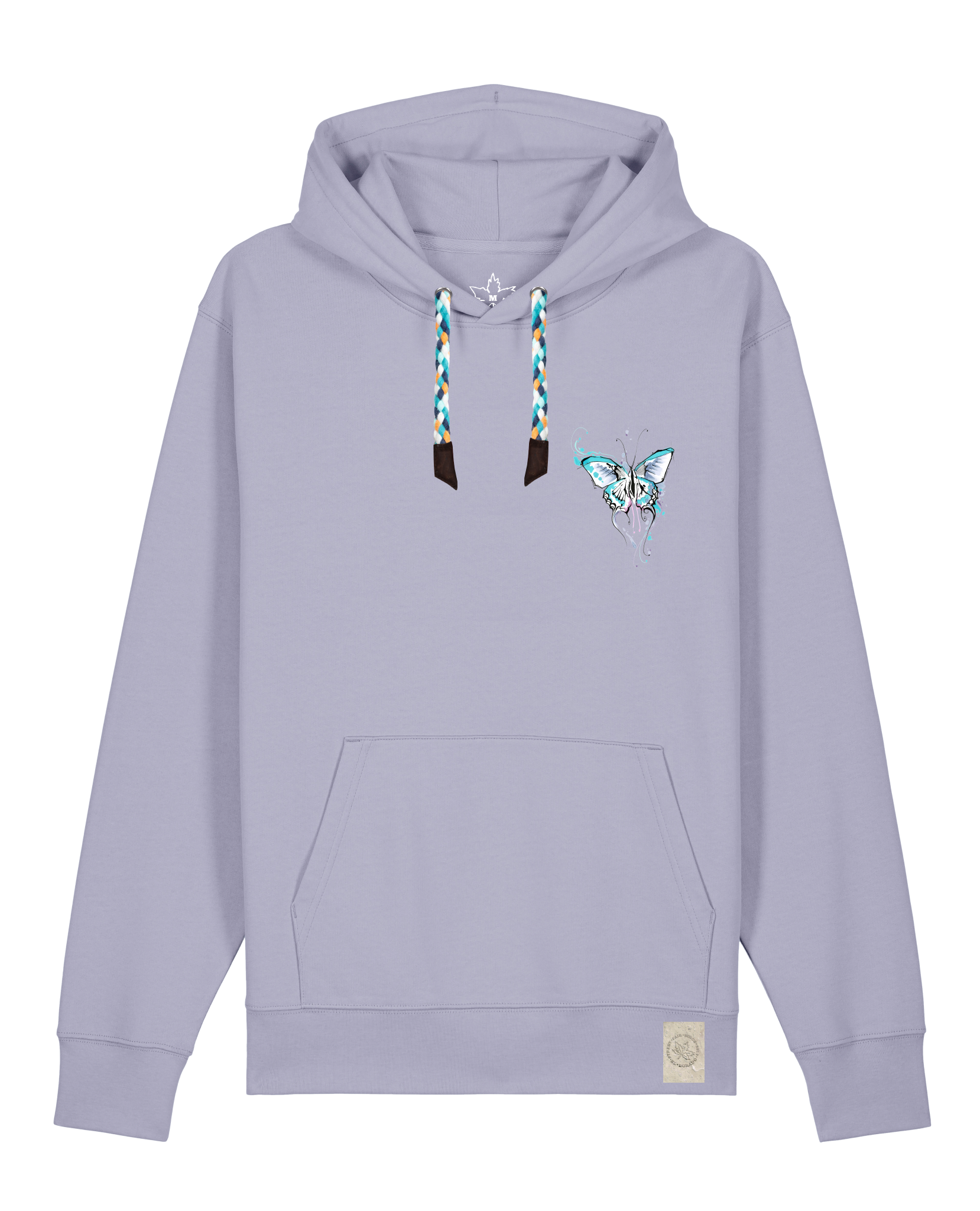 bio-unisex-medium fit-hoodie-witchout words (backprint)-stsu177-lavender-blaue kordel-front