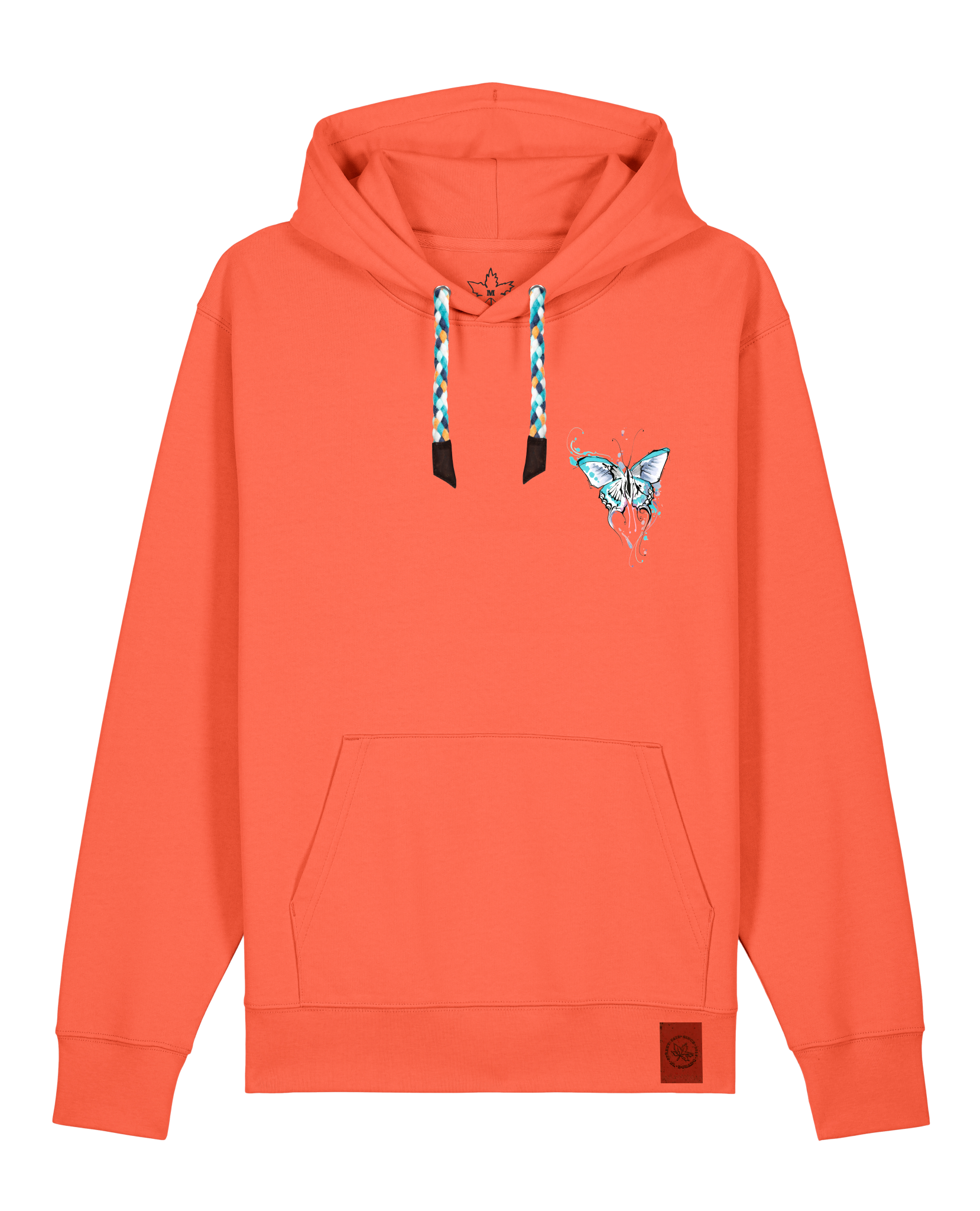 bio-unisex-medium fit-hoodie-witchout words (backprint)-stsu177-mandarine-blaue kordel-front