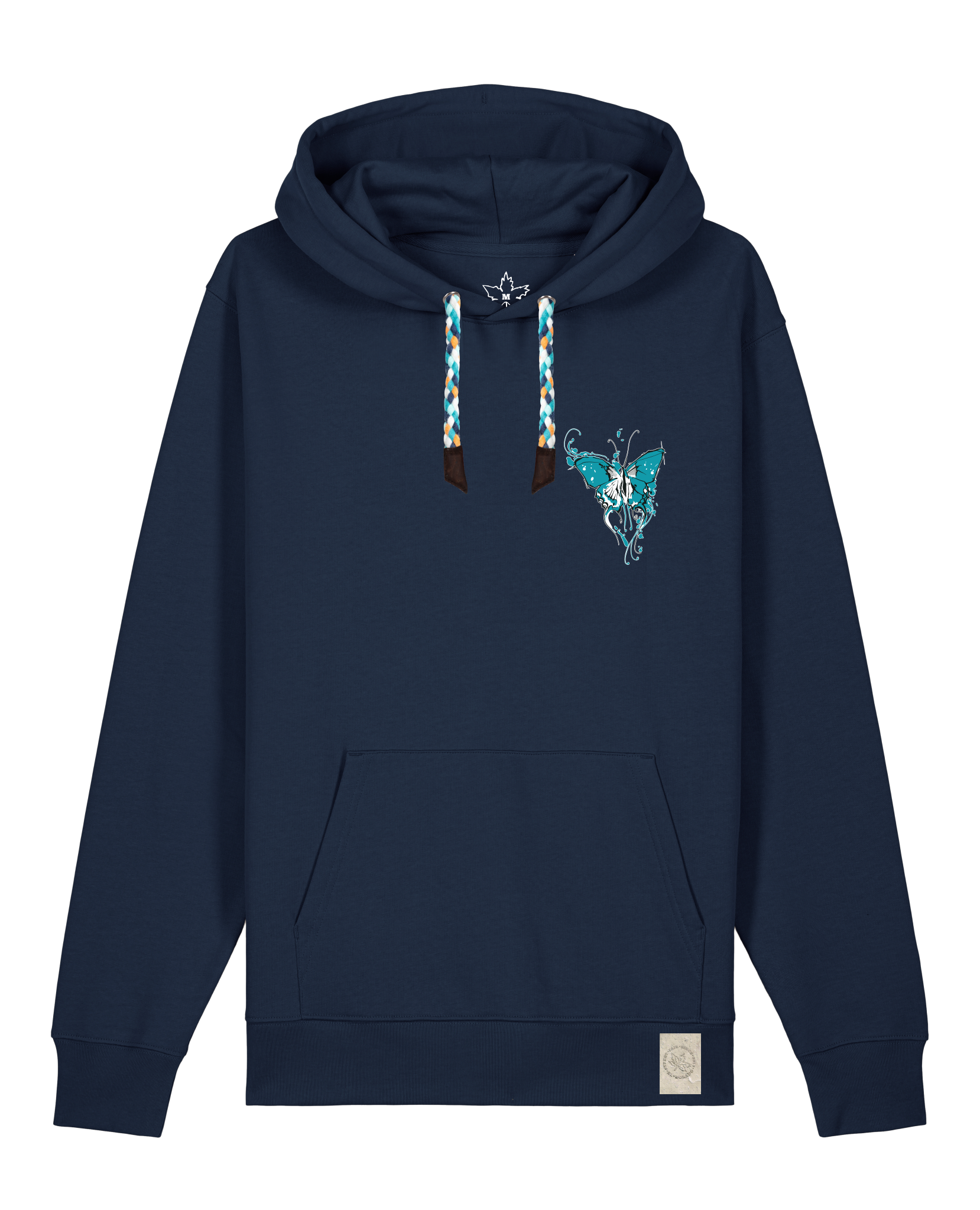 bio-unisex-medium fit-hoodie-witchout words (backprint)-stsu177-marine-blaue kordel-front