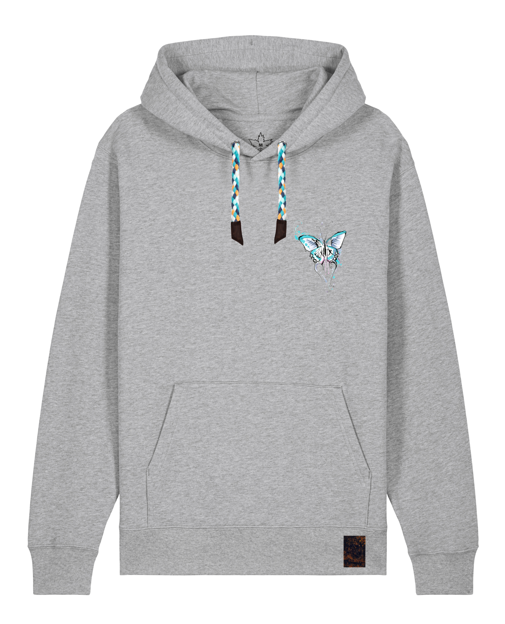 bio-unisex-medium fit-hoodie-witchout words (backprint)-stsu177-mausgrau-blaue kordel-front
