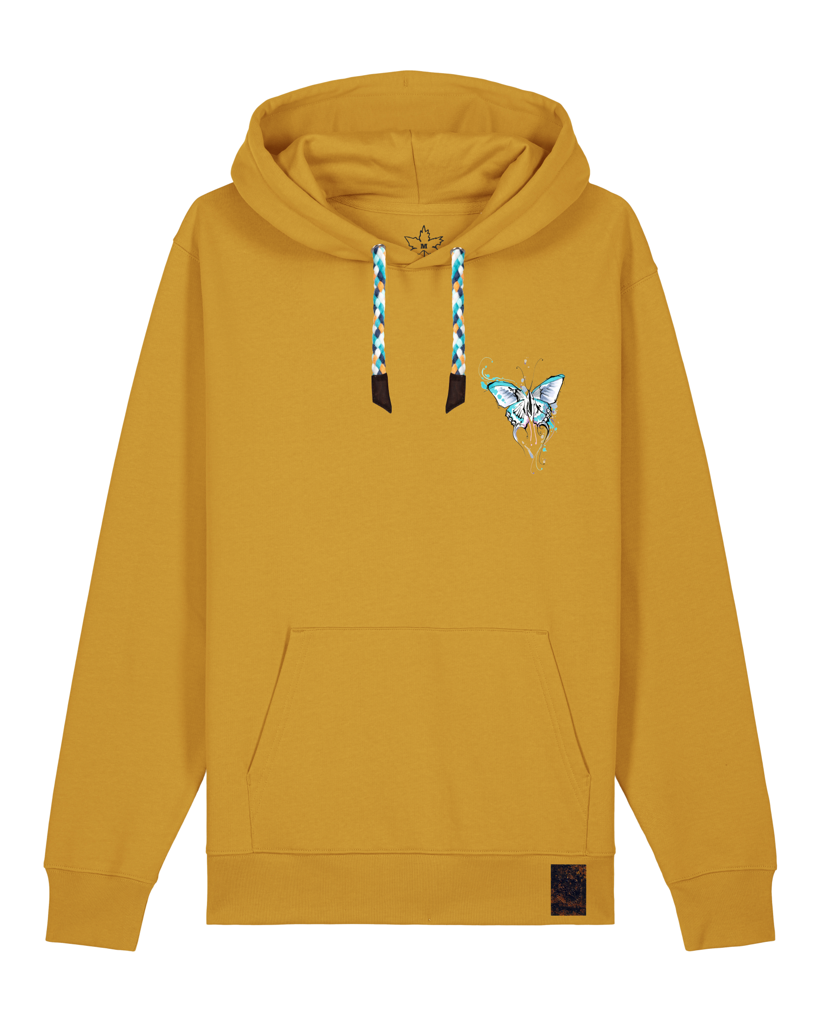 bio-unisex-medium fit-hoodie-witchout words (backprint)-stsu177-senf-blaue kordel-front