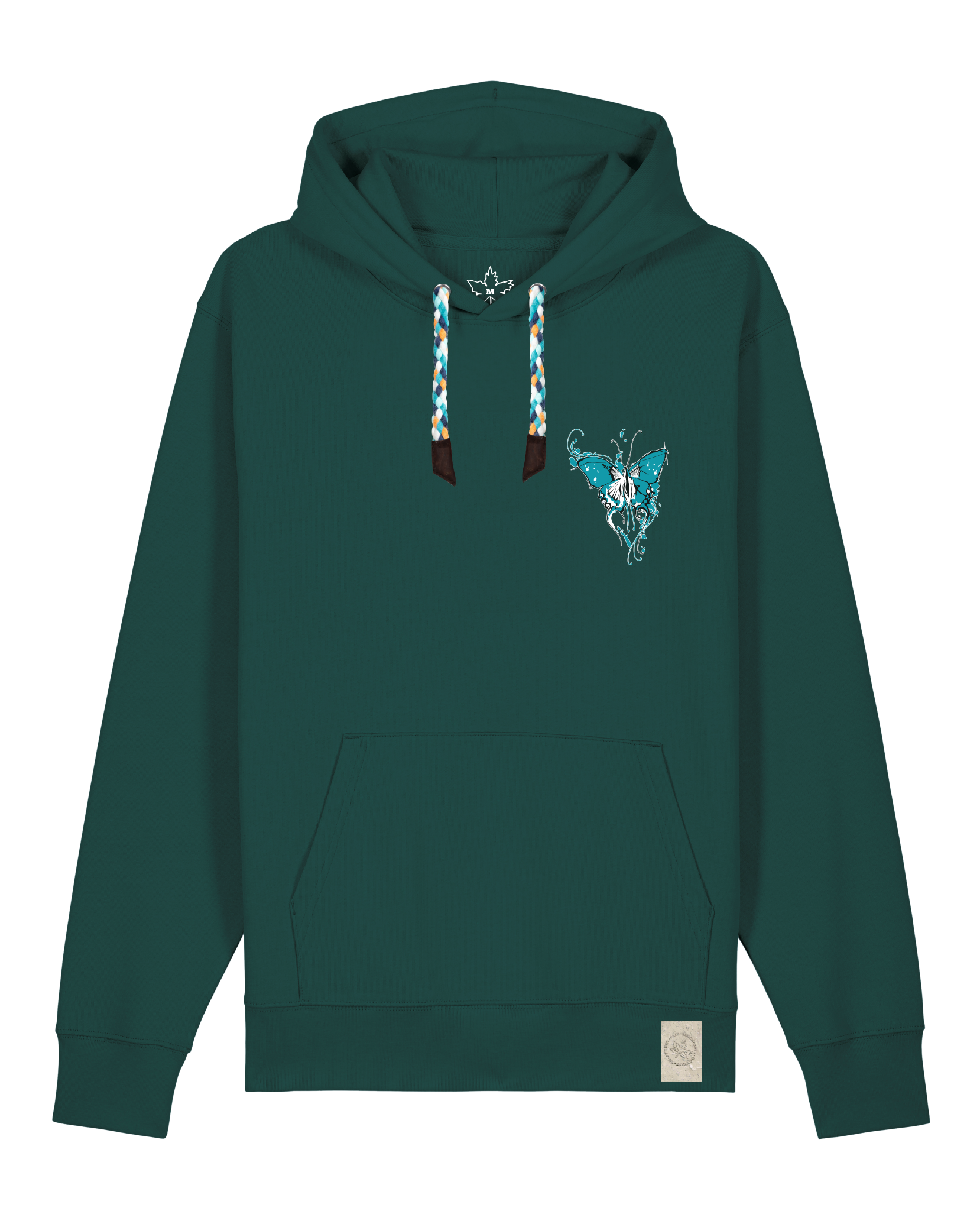 bio-unisex-medium fit-hoodie-witchout words (backprint)-stsu177-spirulina-blaue kordel-front