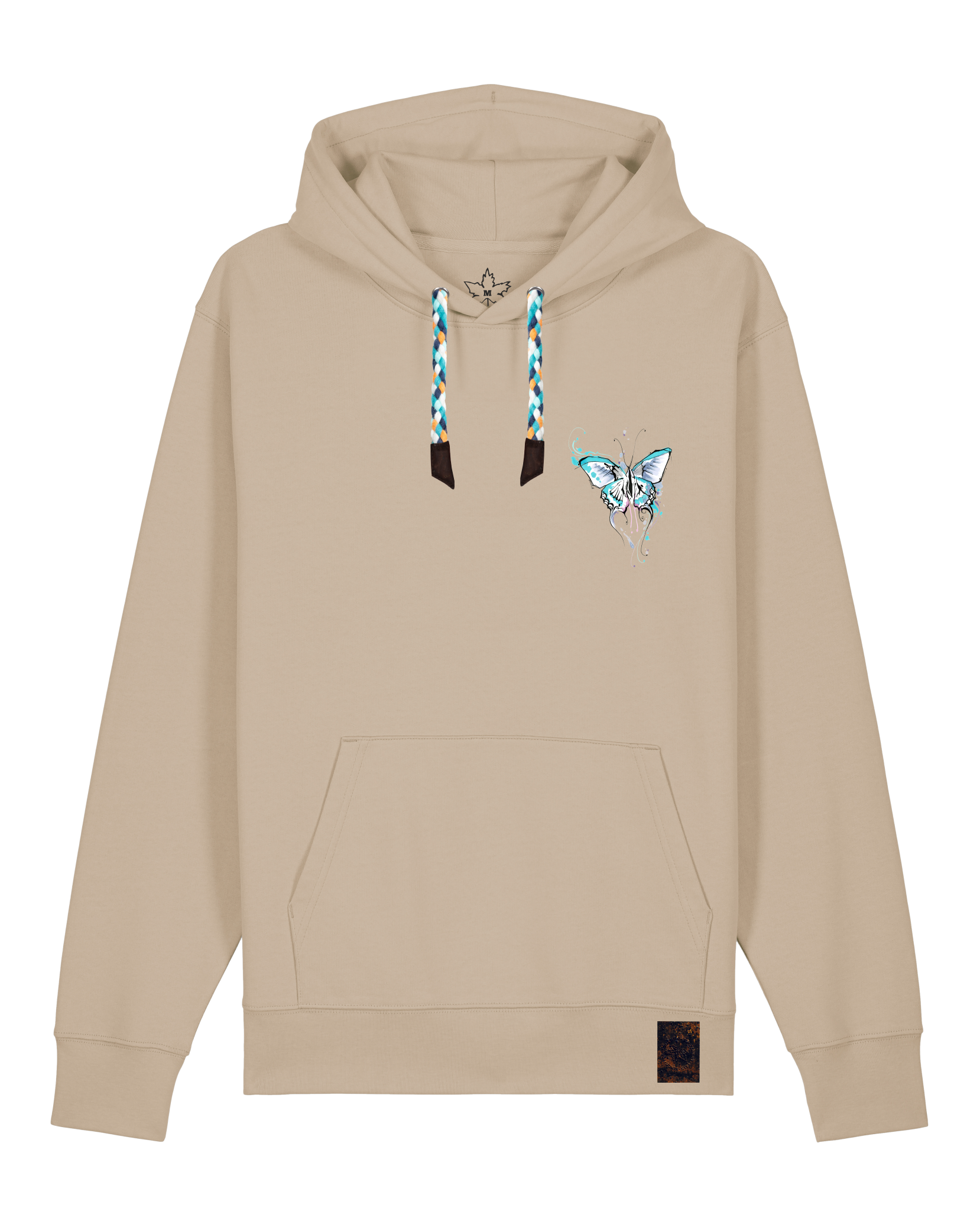 bio-unisex-medium fit-hoodie-witchout words (backprint)-stsu177-treibsand-blaue kordel-front