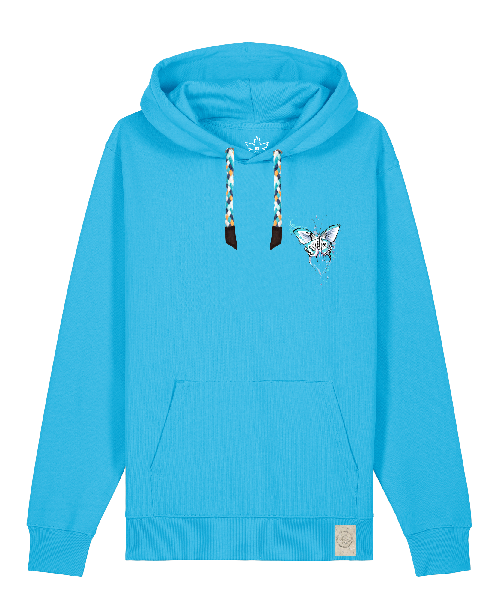 bio-unisex-medium fit-hoodie-witchout words (backprint)-stsu177-wasserblau-blaue kordel-front