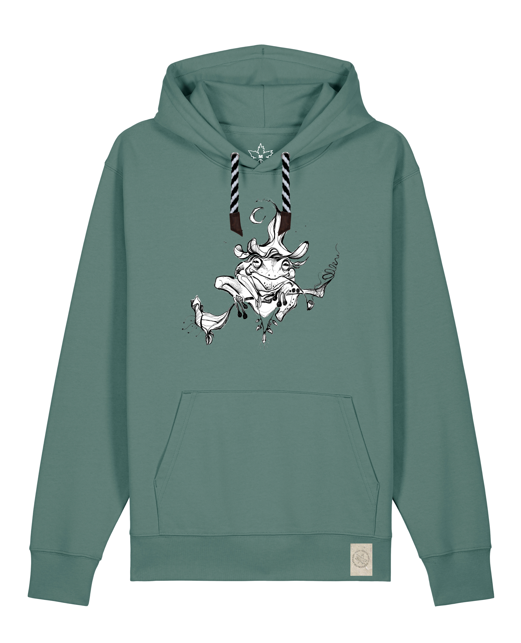 bio-unisex-medium fit-hoodie-zauberfrosch-stsu177-blautanne-sw kordel-front