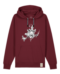 bio-unisex-medium fit-hoodie-zauberfrosch-stsu177-burgunder rot-sw kordel-front