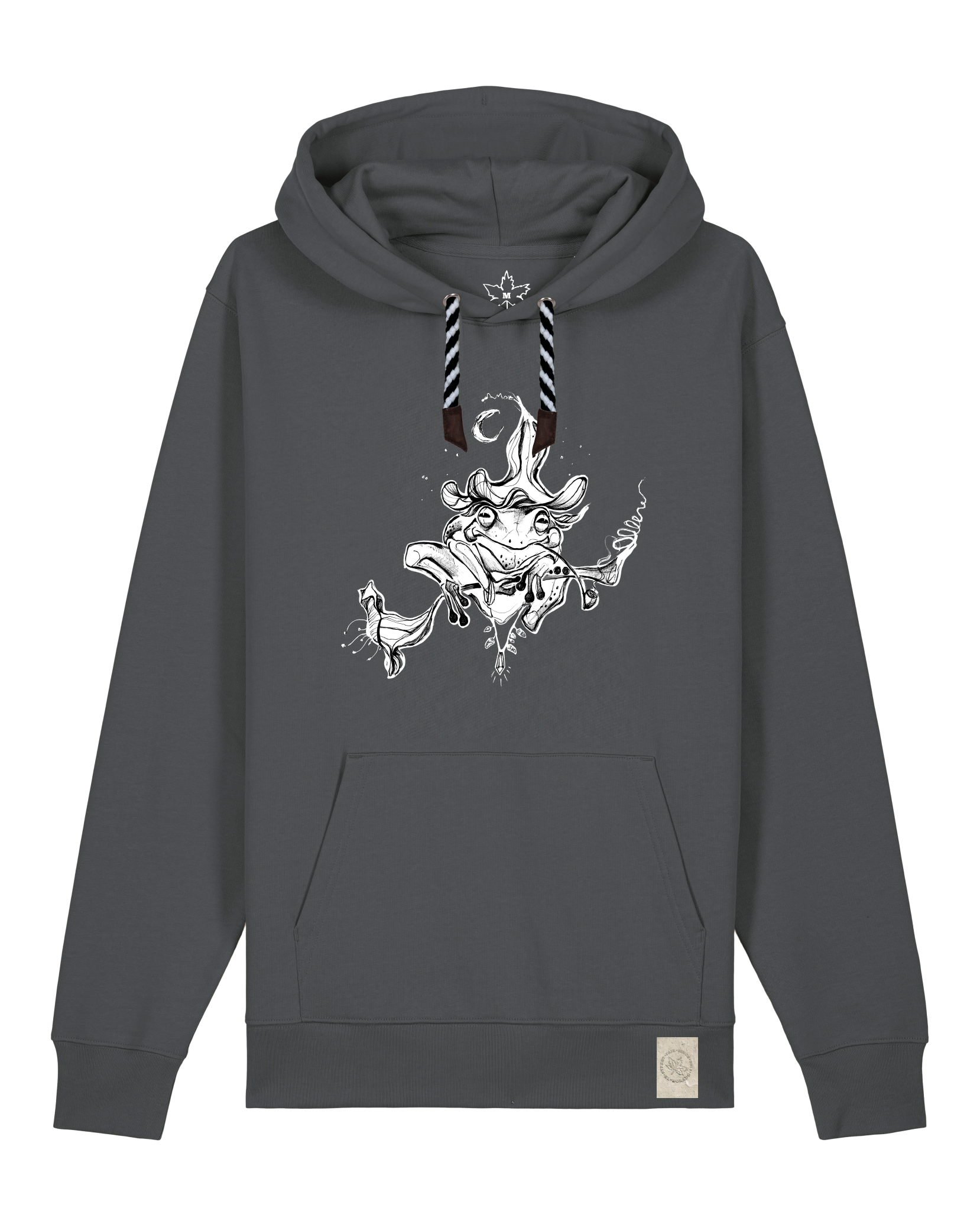 bio-unisex-medium fit-hoodie-zauberfrosch-stsu177-eisen-sw kordel-front