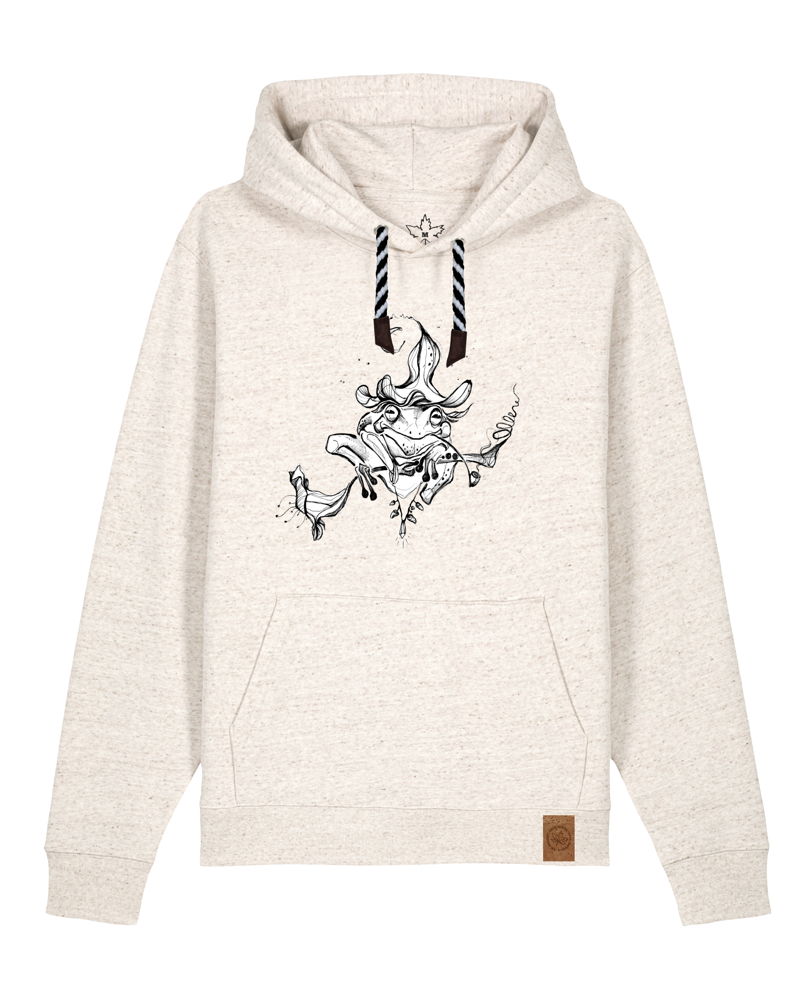 bio-unisex-medium fit-hoodie-zauberfrosch-stsu177-elbsandstein-sw kordel-front