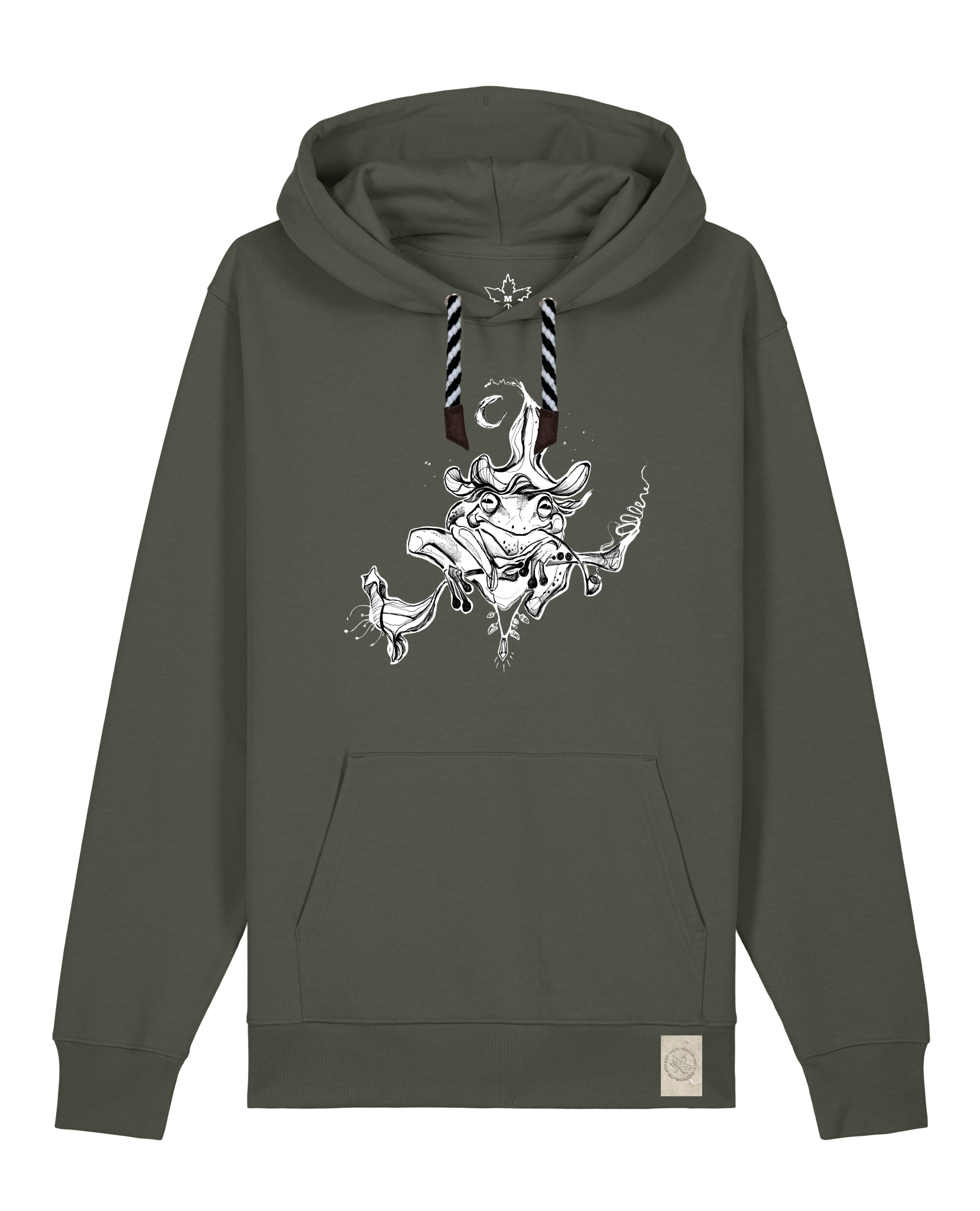 bio-unisex-medium fit-hoodie-zauberfrosch-stsu177-grunkohl-sw kordel-front