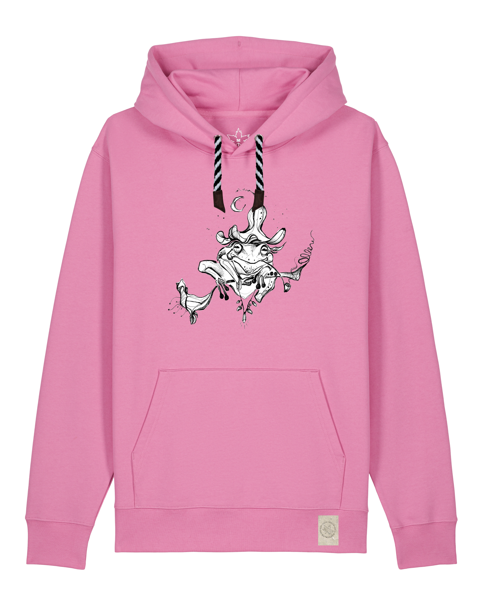 bio-unisex-medium fit-hoodie-zauberfrosch-stsu177-kaugummi-sw kordel-front